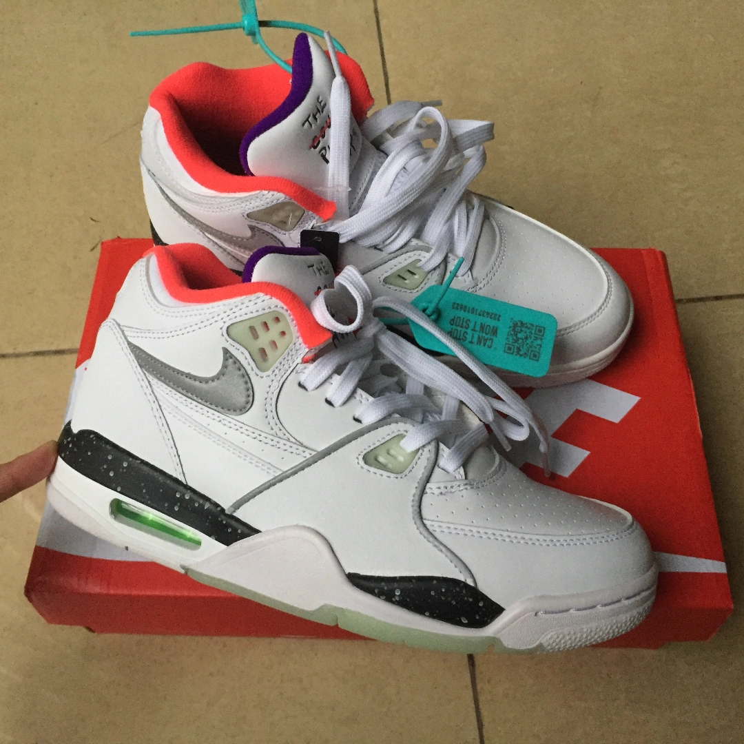 99球鞋名称 nike air flight 89 夜光 防滑耐磨 中帮 复古篮球鞋 白