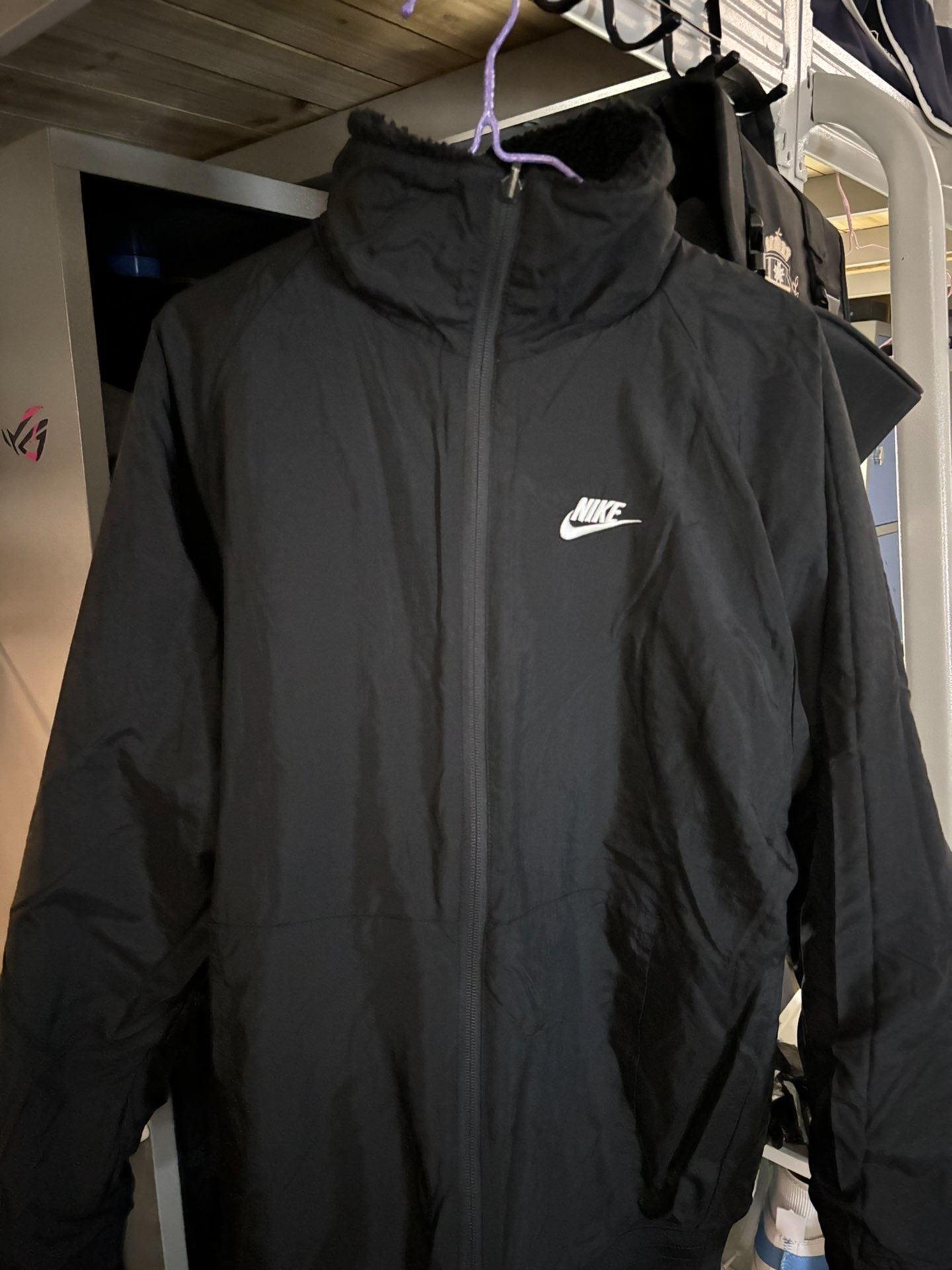 custom review-Nike Big Swoosh Reversible Boa Jacket Asia Sizing Black White