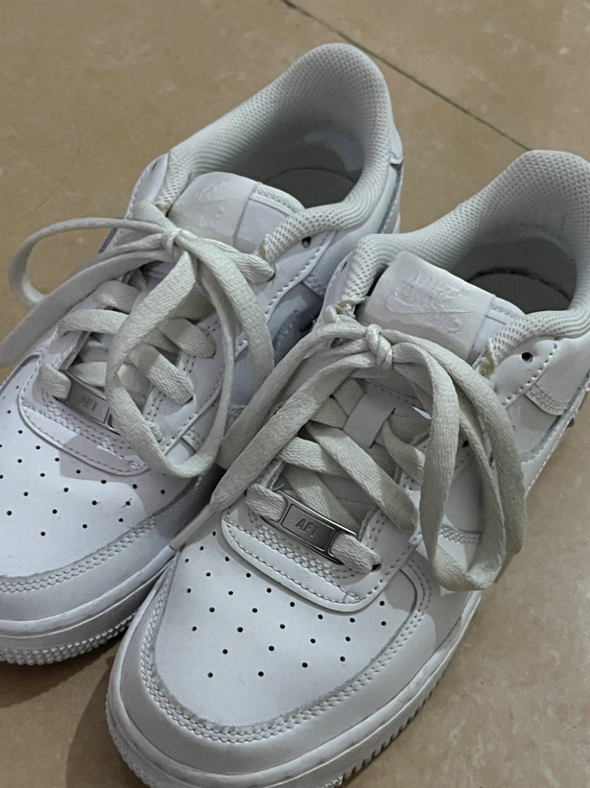 custom review-Nike Kids Air Force 1 Low LE 'White On White' Sneakers