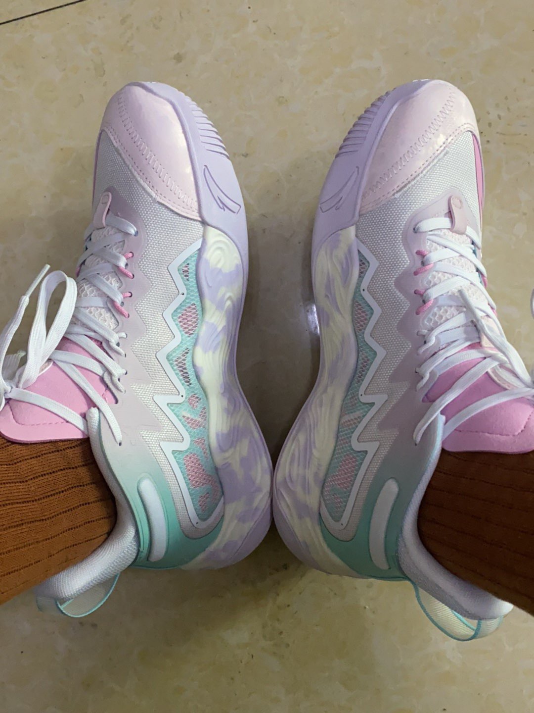 custom review-ANTA Magic Cement Bubble Outfield Basketball Shoes 'White Pink'
