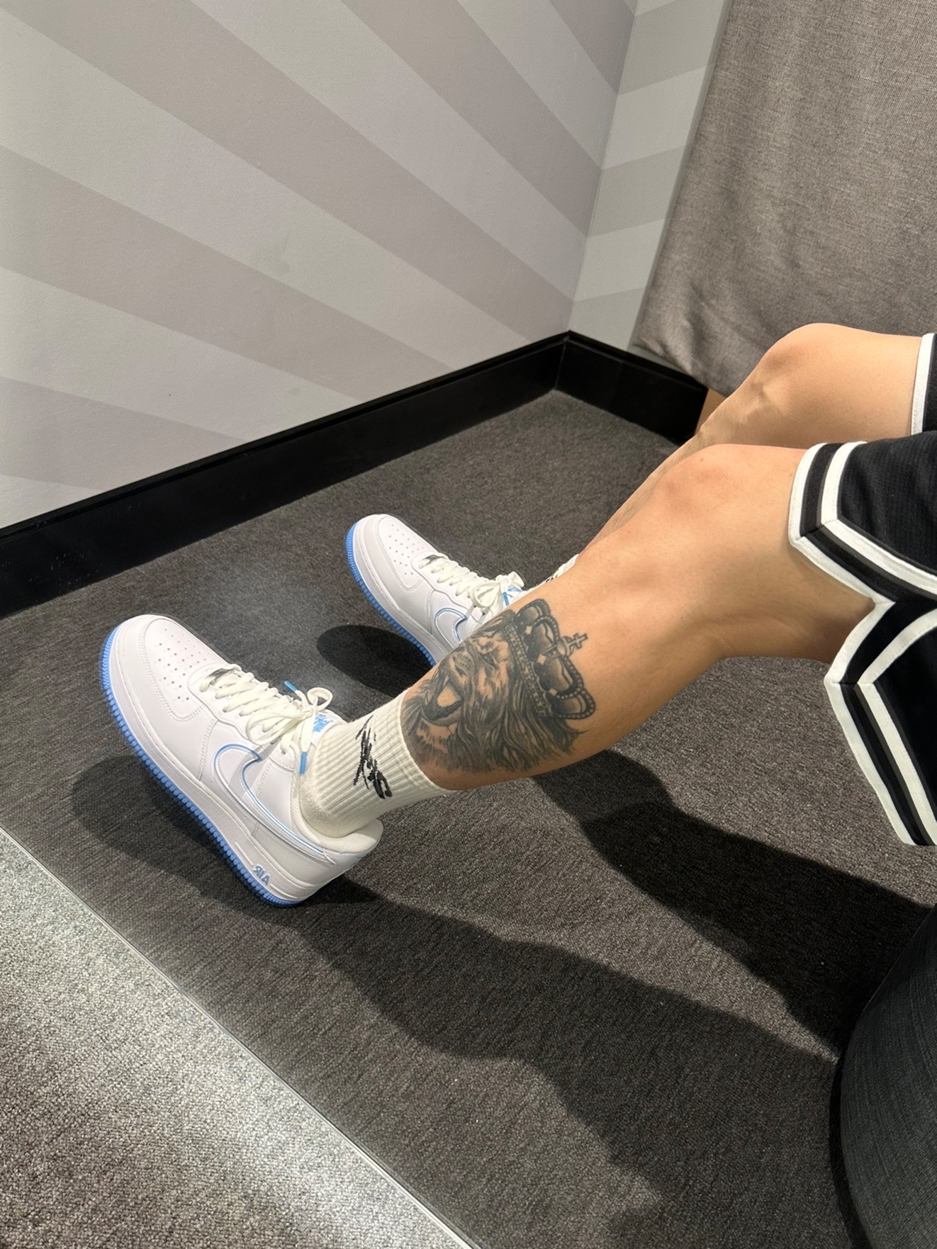 Nike Air Force 1 '07 Low White University Blue Sole US M 6.5