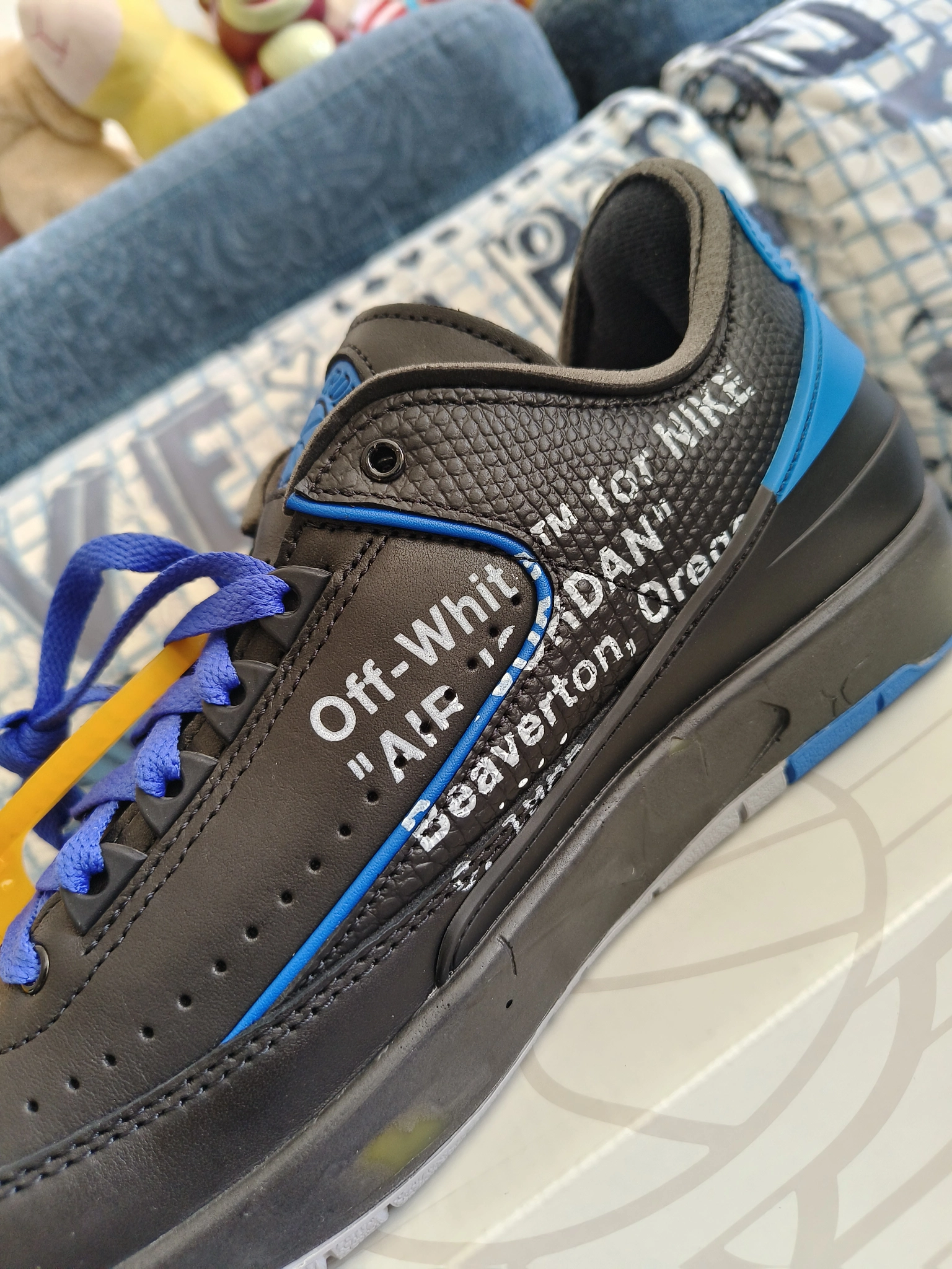 custom review-OFF WHITE X Jordan Air Jordan 2 Retro Low Black And Varsity Royal