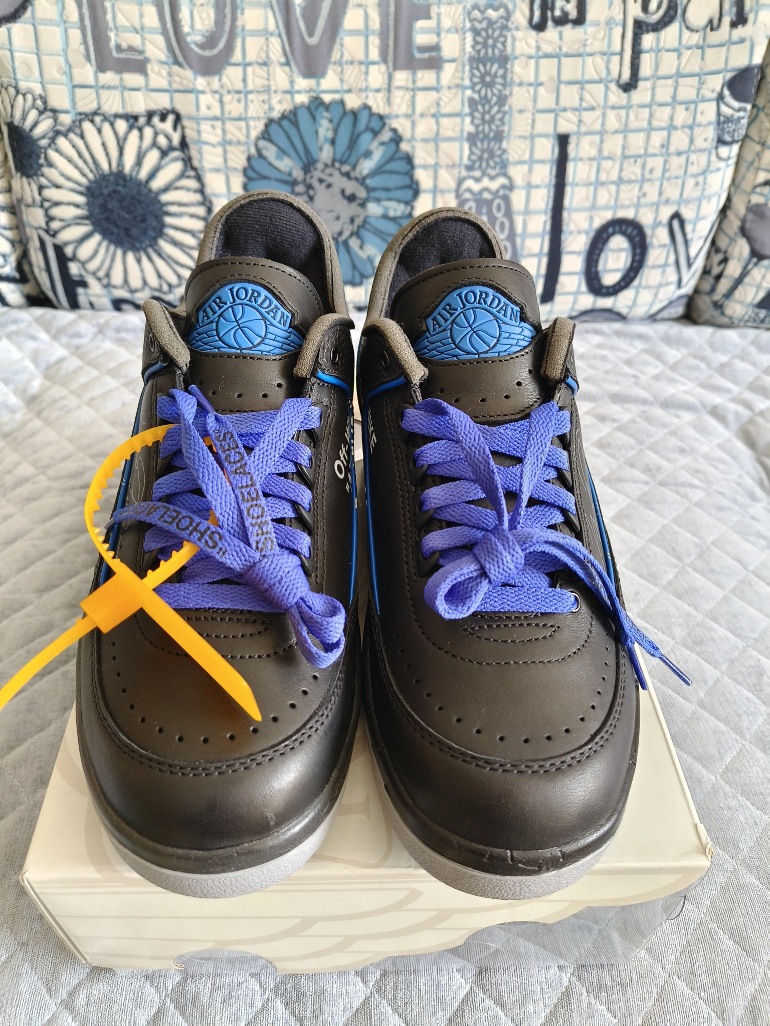 custom review-OFF WHITE X Jordan Air Jordan 2 Retro Low Black And Varsity Royal