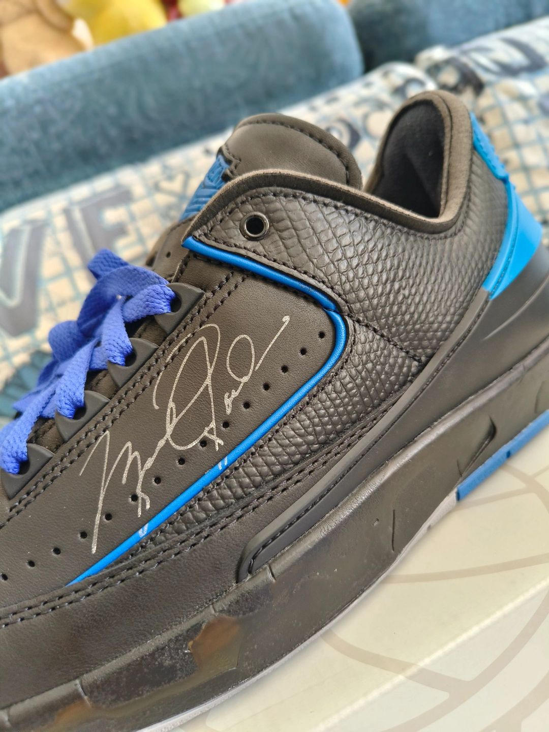 custom review-OFF WHITE X Jordan Air Jordan 2 Retro Low Black And Varsity Royal
