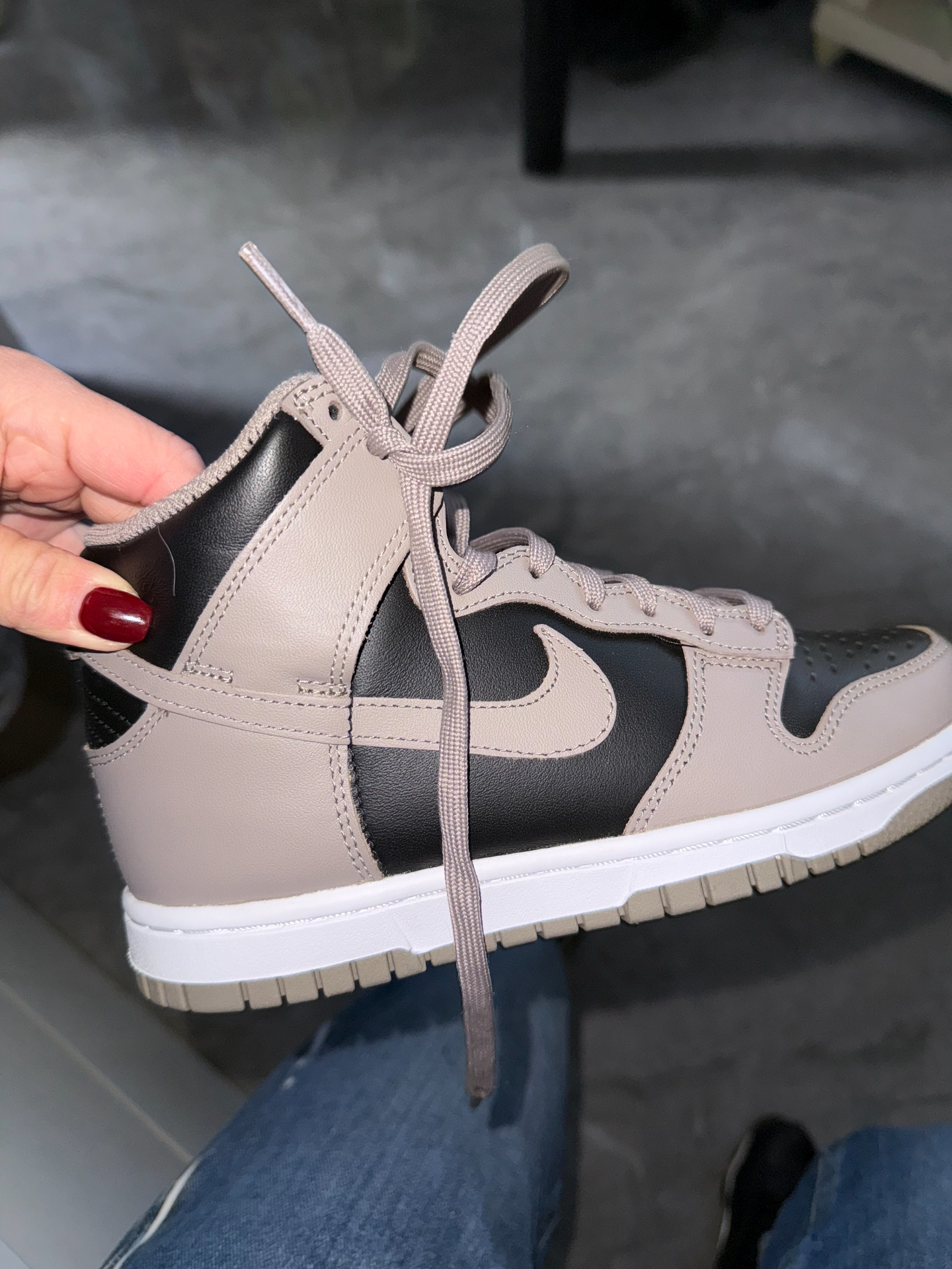 custom review-Nike Dunk High 'Луна Окаменелость' Синтетическая кожа Искусственная кожа Удобный