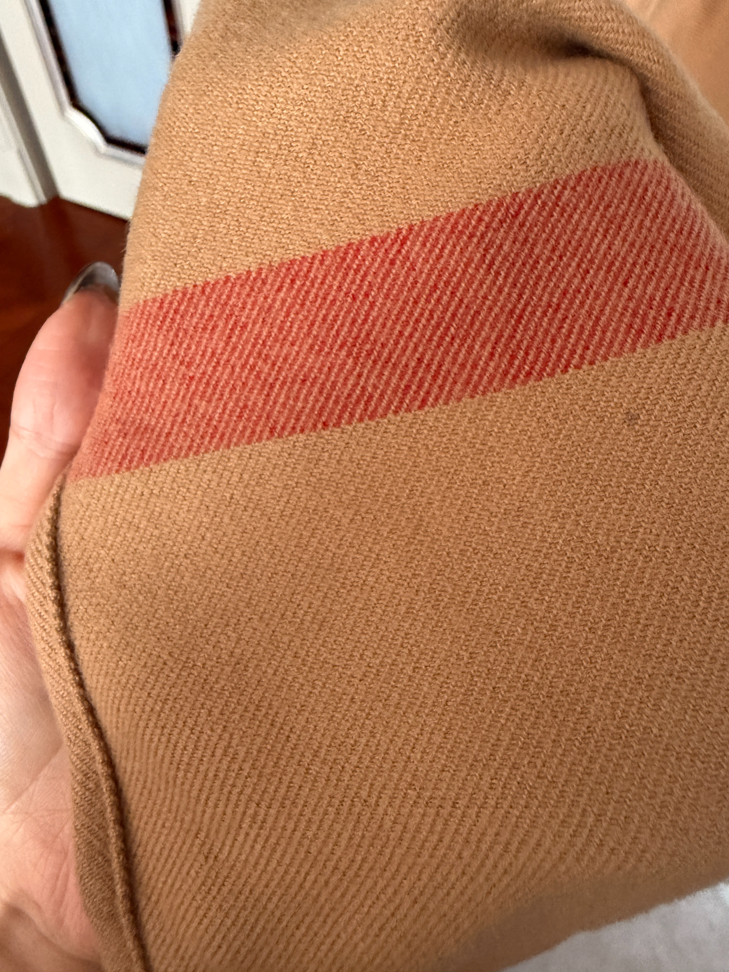 custom review-Burberry Women's Reversible Check Merino Wool Poncho Camel/Archive Beige