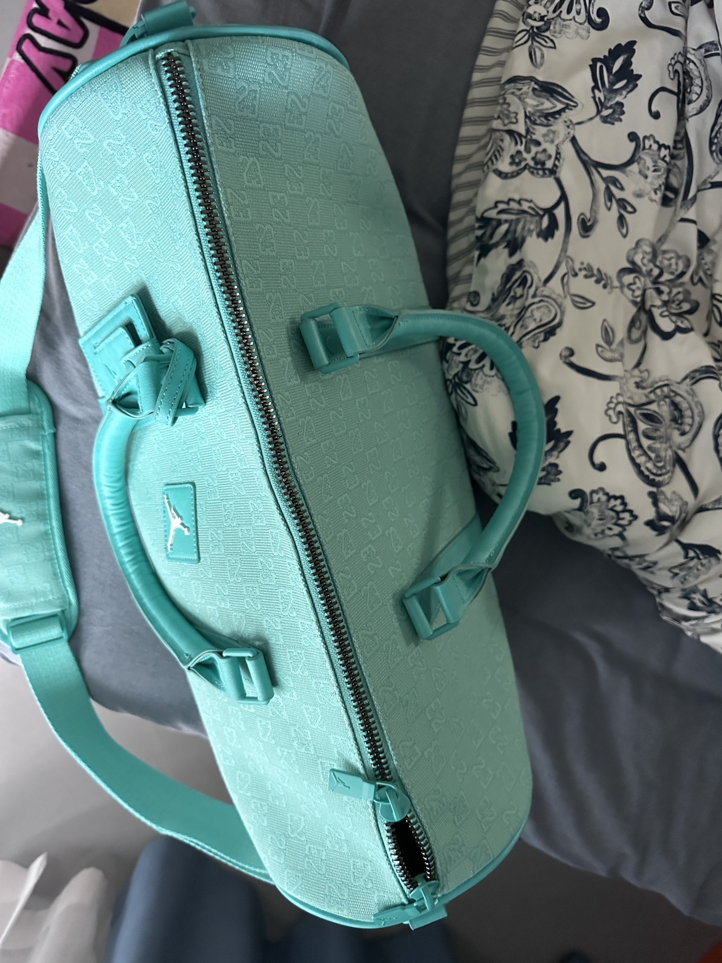 custom review-Джордан Полиэстер Одно плечо Через плечо Спортивный зал Сумка Средняя Унисекс Синий Зеленый Синий