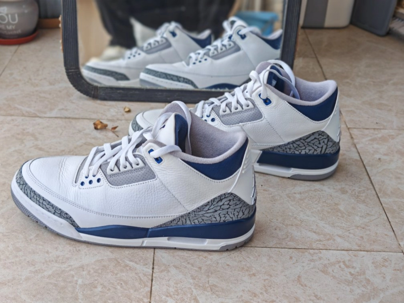 custom review-Jordan Air Джордан 3 'Полуночный синий' MID Топ Винтажные баскетбольные кроссовки Мужской Серо-голубой