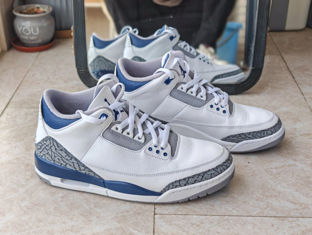 custom review-Jordan Air Джордан 3 'Полуночный синий' MID Топ Винтажные баскетбольные кроссовки Мужской Серо-голубой