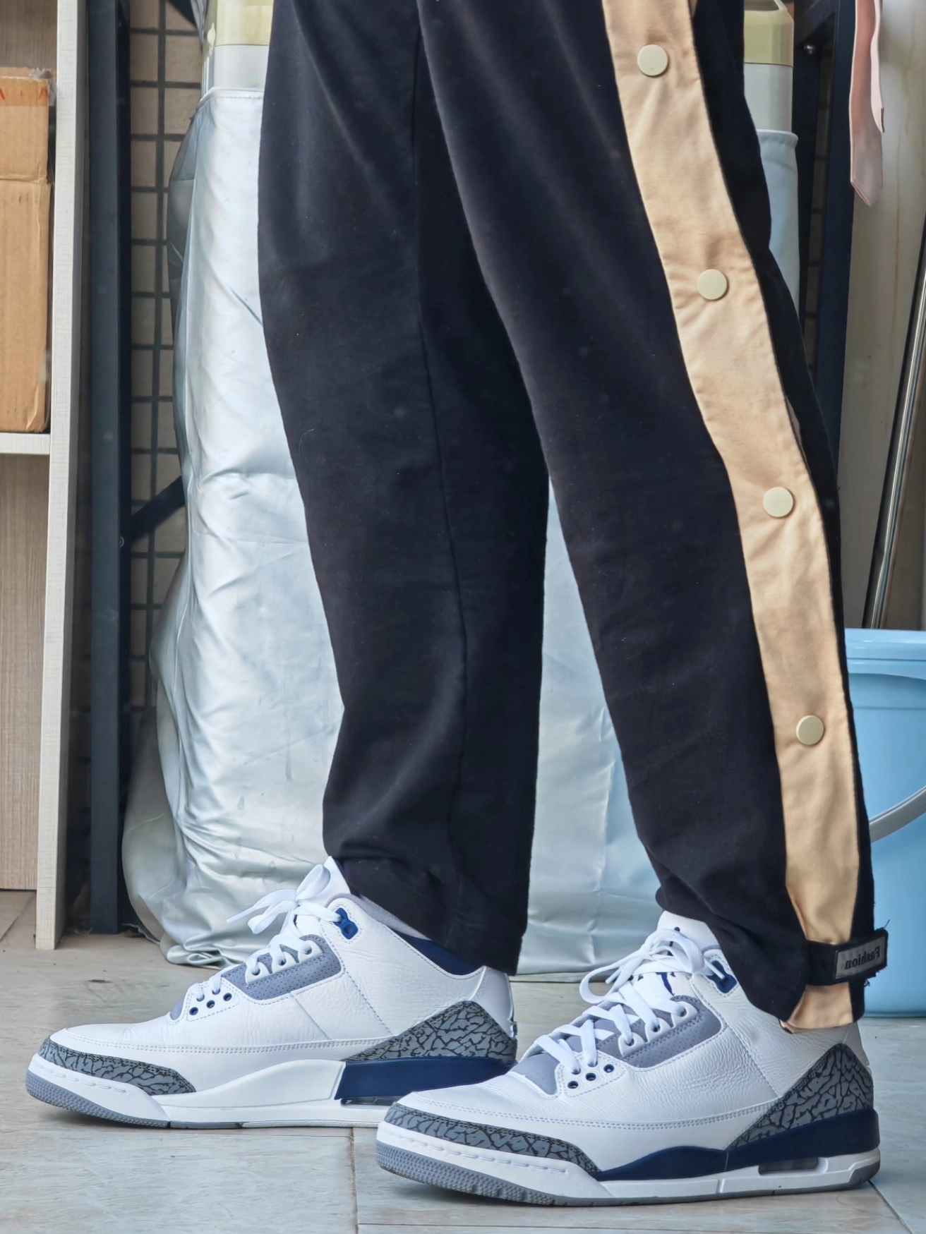 custom review-Jordan Air Джордан 3 'Полуночный синий' MID Топ Винтажные баскетбольные кроссовки Мужской Серо-голубой