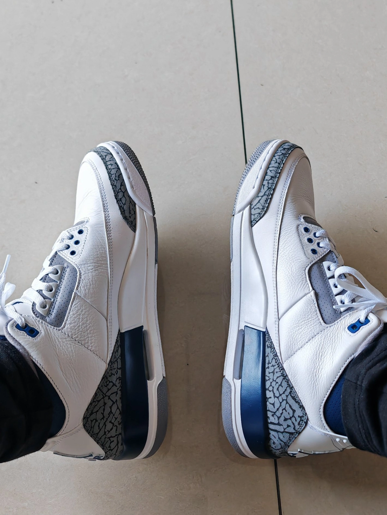 custom review-Jordan Air Джордан 3 'Полуночный синий' MID Топ Винтажные баскетбольные кроссовки Мужской Серо-голубой