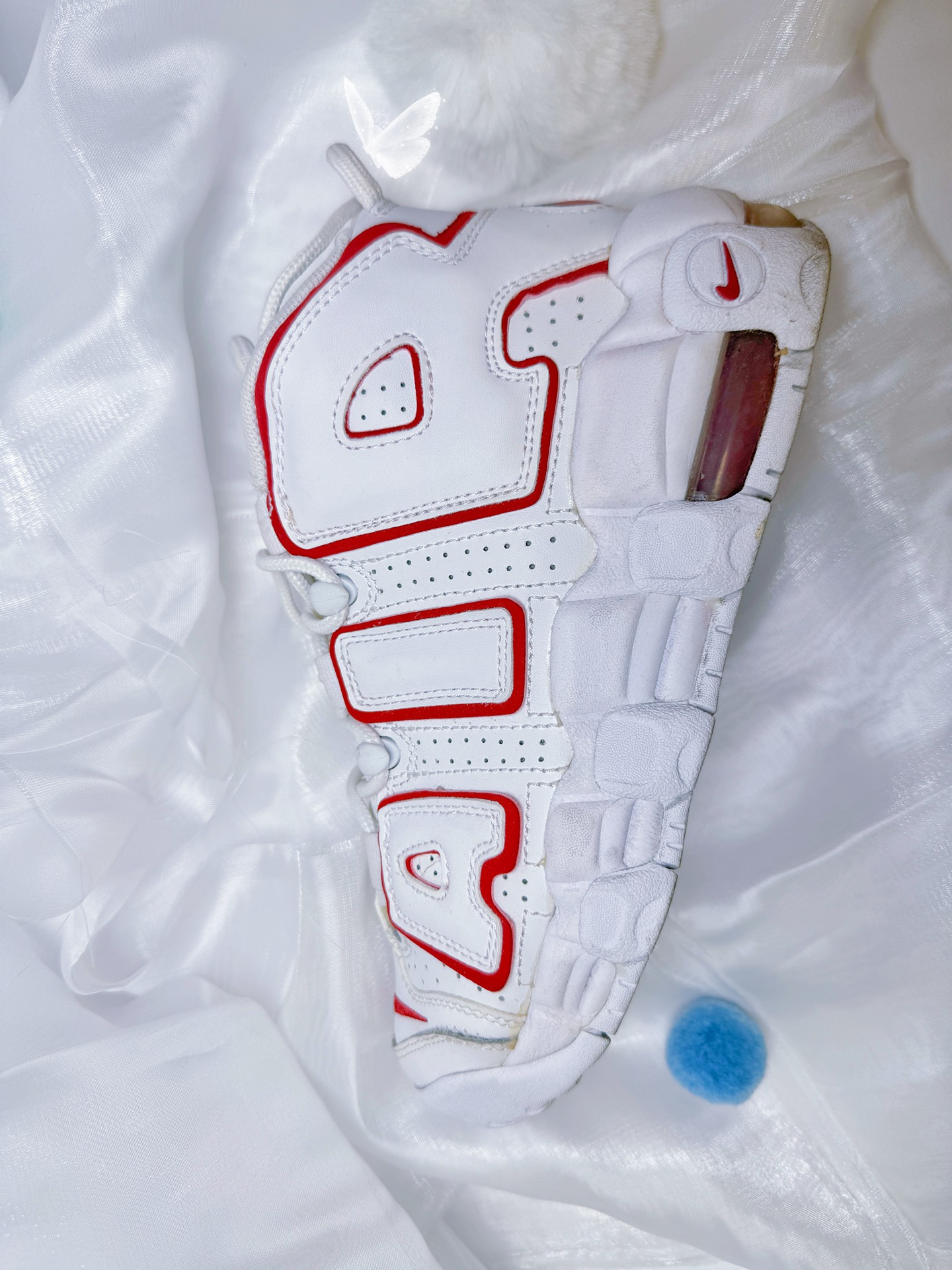 nike air 中帮 复古篮球鞋 女款 白红