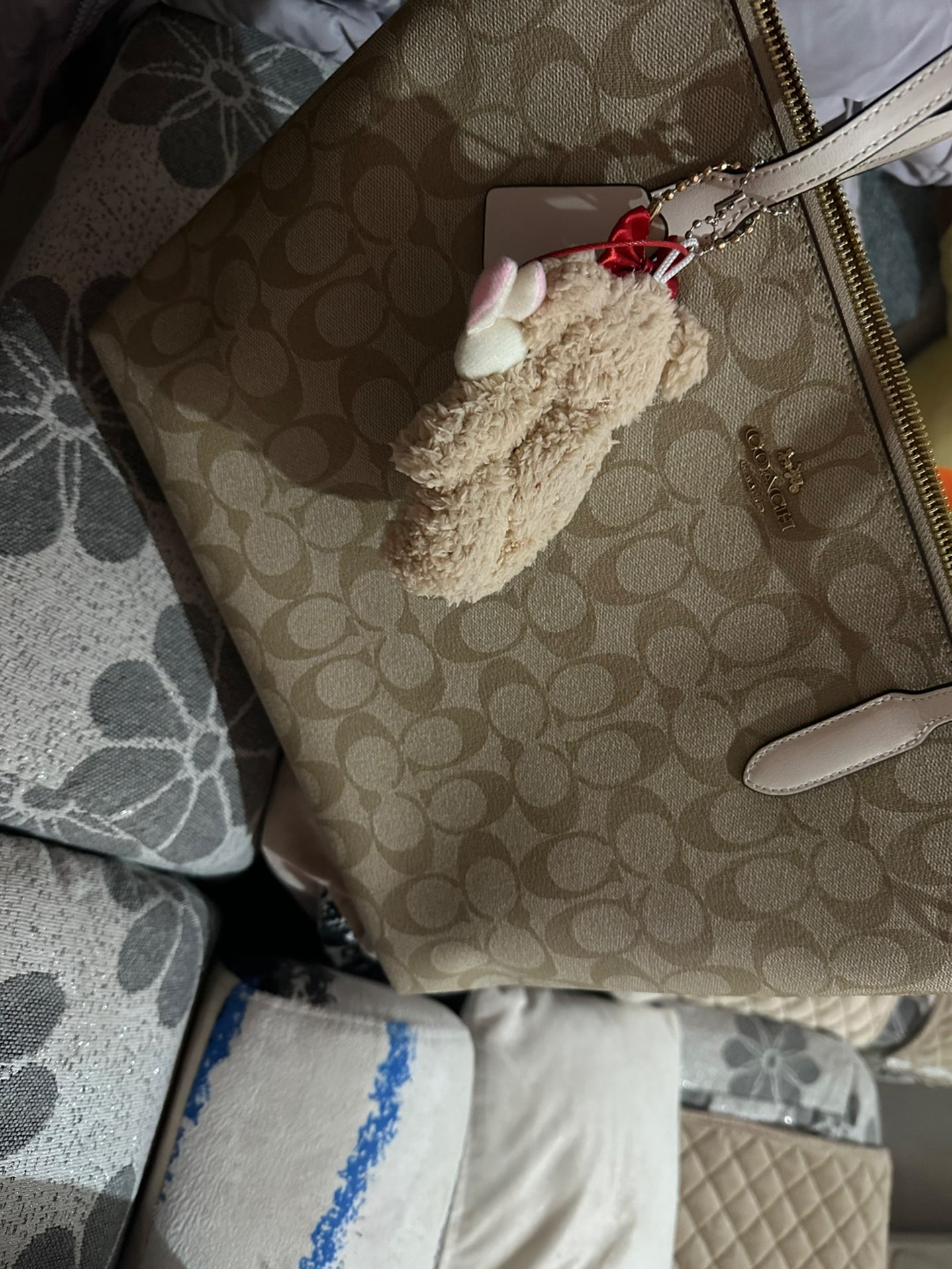 custom review-COACH Zip Top Tote PVC Тоут Сумка Сумка для покупок Сумка Сумка через плечо Средняя Женская Белая и Коричневая Монограмма