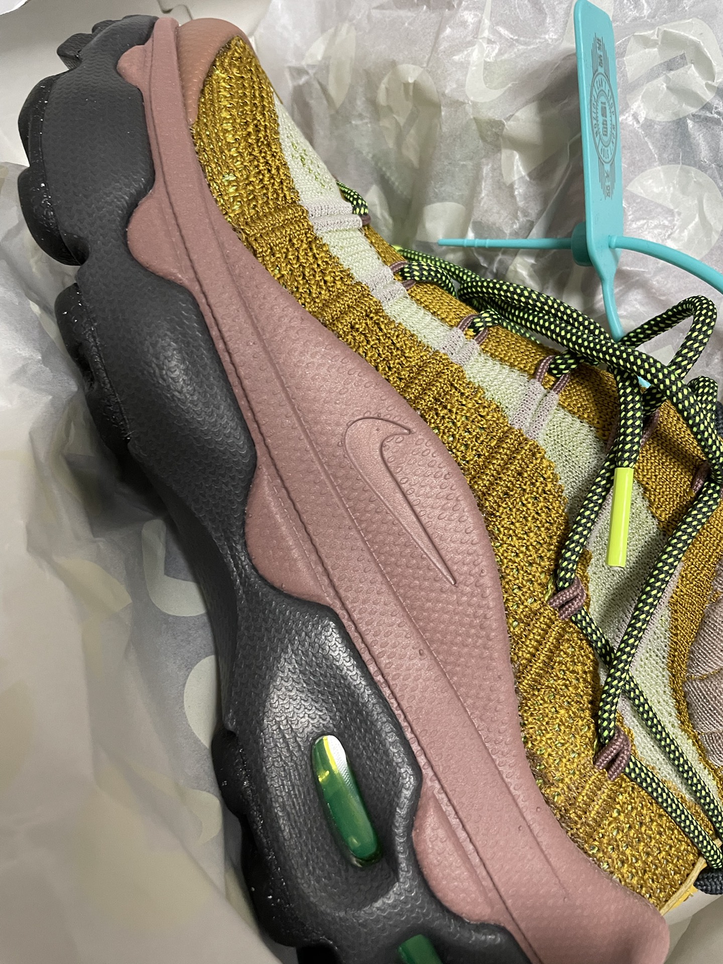 custom review-Nike Air Max Flyknit Venture Устойчивый к истиранию Низкий Топ Повседневные Беговые кроссовки Женские Желто-розовые