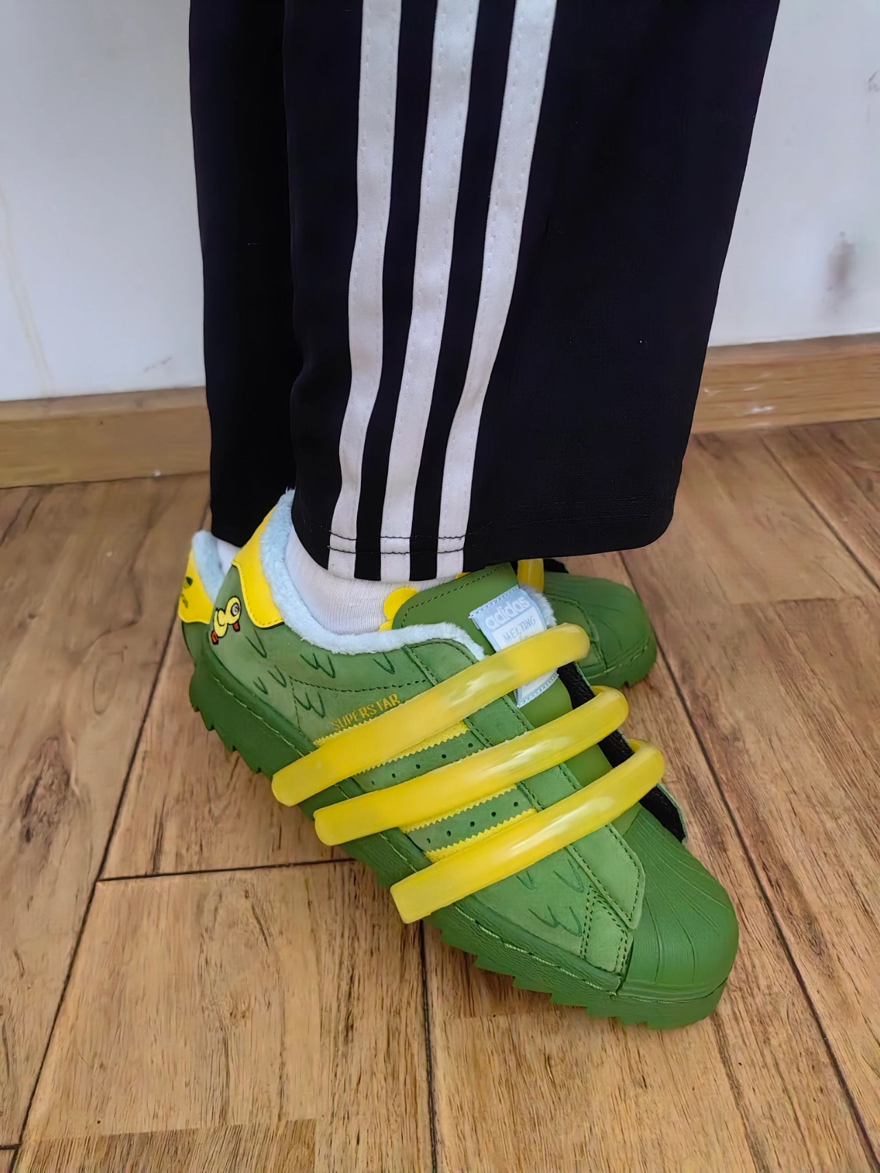 custom review-Melting Sadness x Adidas Originals Superstar 80s Kuka Low Top Скейтборд Кроссовки Unisex Зеленый Желтый