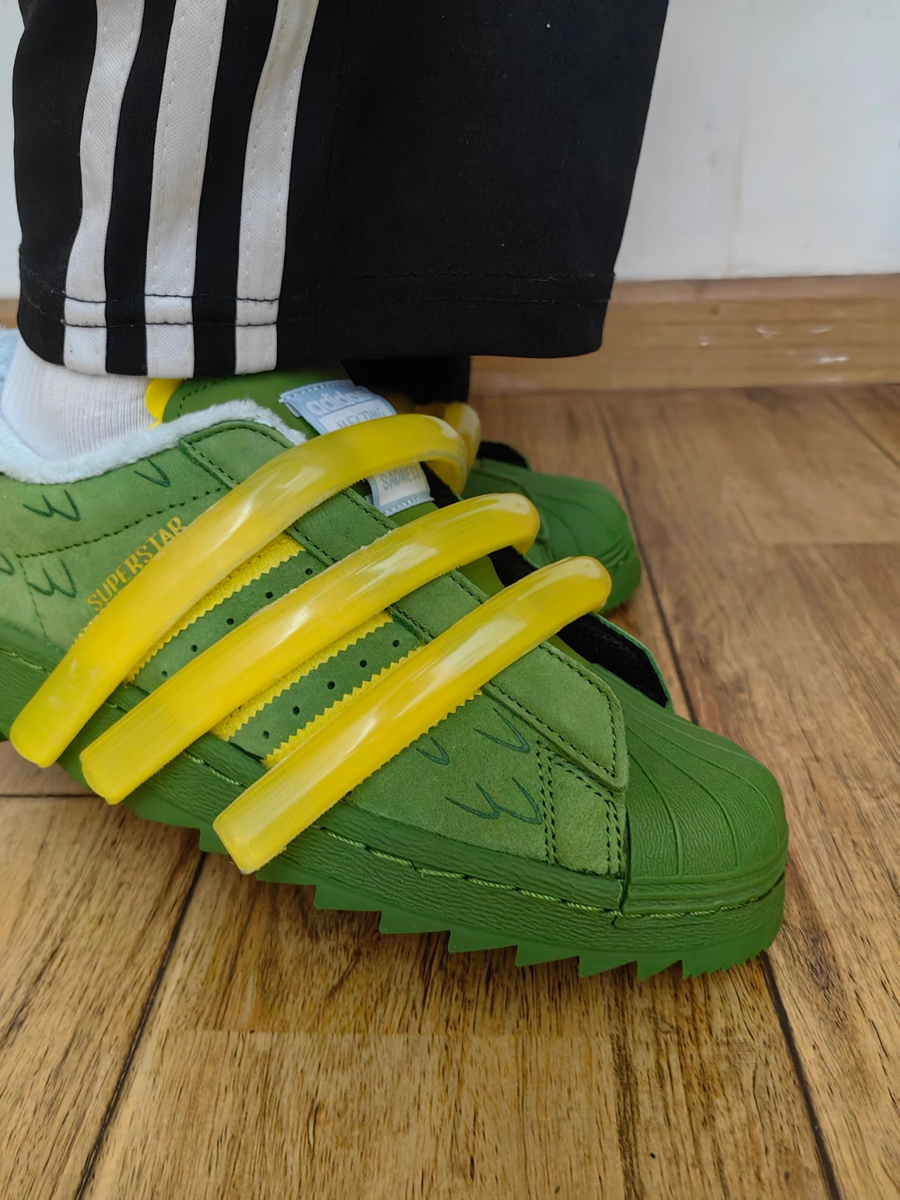 custom review-Melting Sadness x Adidas Originals Superstar 80s Kuka Low Top Скейтборд Кроссовки Unisex Зеленый Желтый