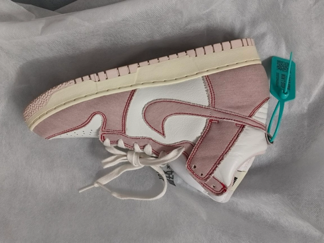 custom review-Nike Dunk High 1985 Розовый Деним Высокий Топ Скейтборд Кроссовки Унисекс Белый Розовый