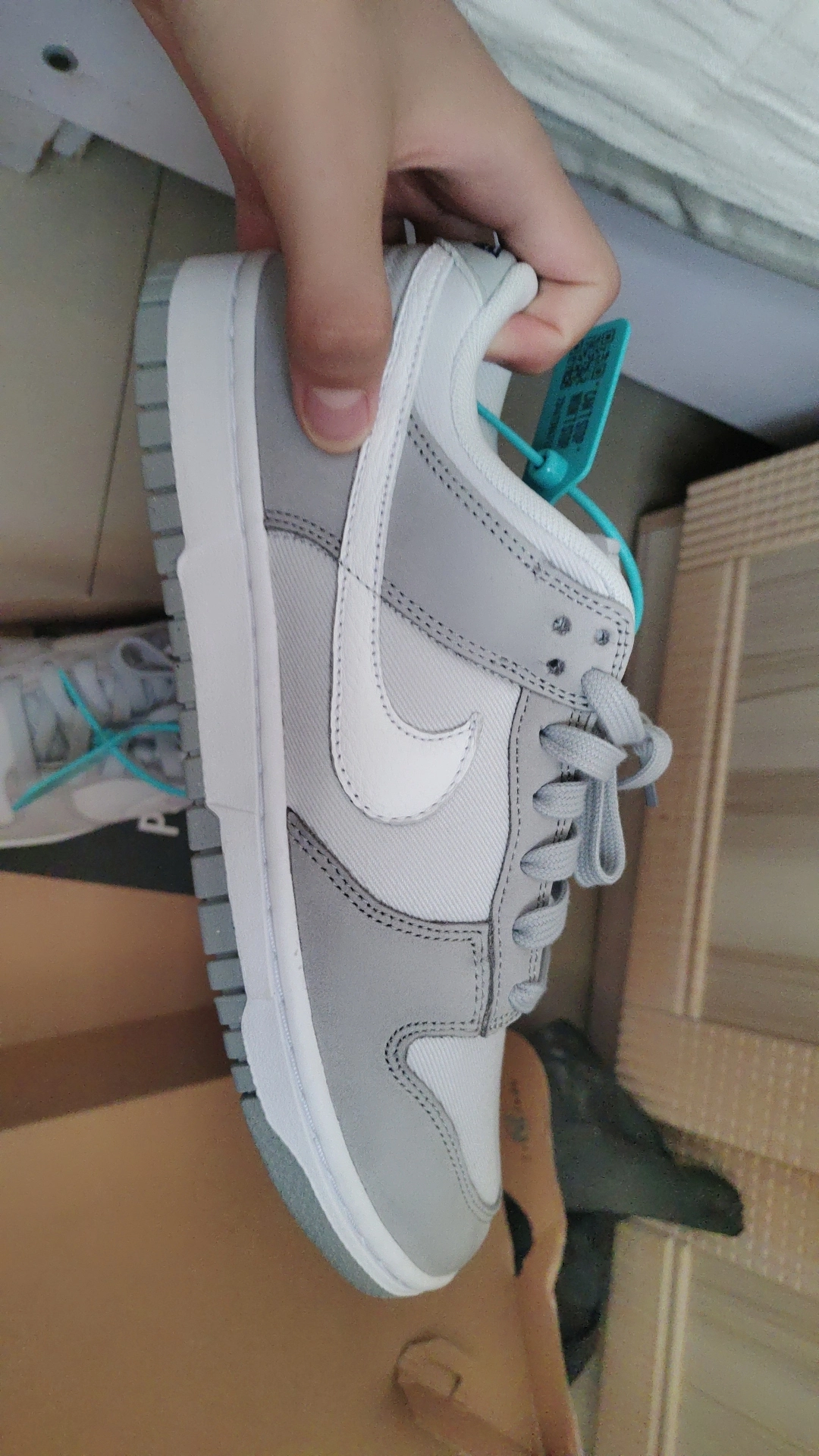 custom review-Nike Dunk Low Топ Скейтборд Кроссовки Женские Серый Белый