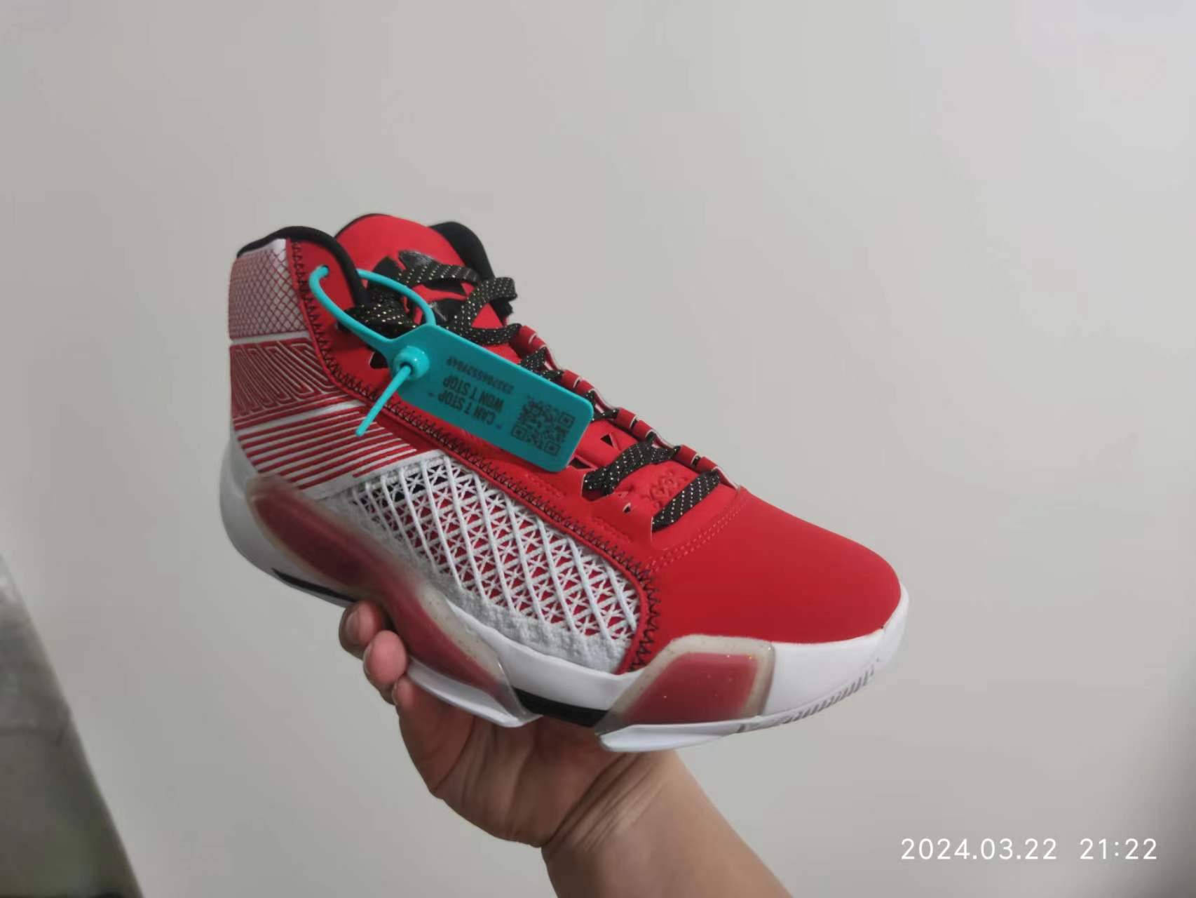 custom review-Jordan Air Джордан 38 Противоскользящие Высокие Баскетбольные Кроссовки Мужские Красные Белые Азиатская Версия