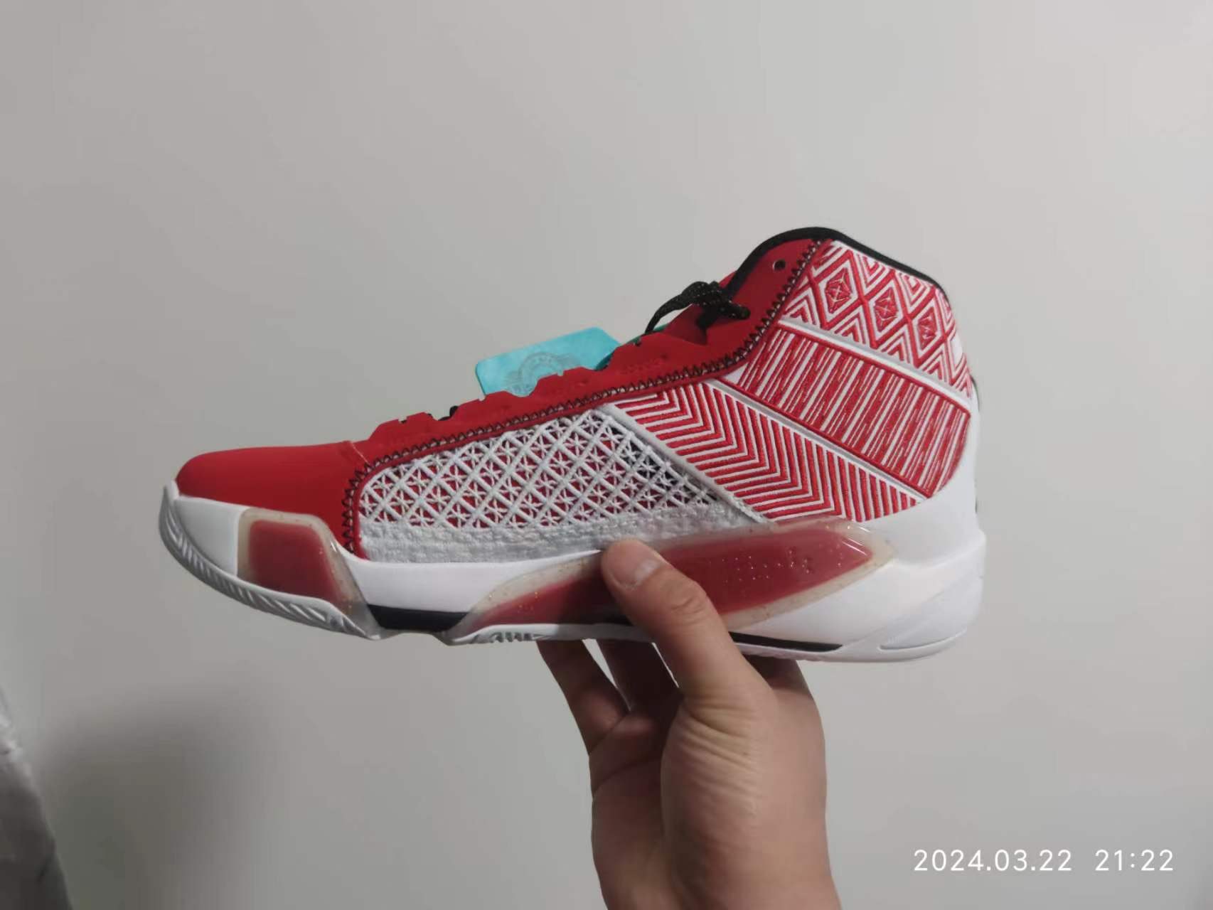 custom review-Jordan Air Джордан 38 Противоскользящие Высокие Баскетбольные Кроссовки Мужские Красные Белые Азиатская Версия