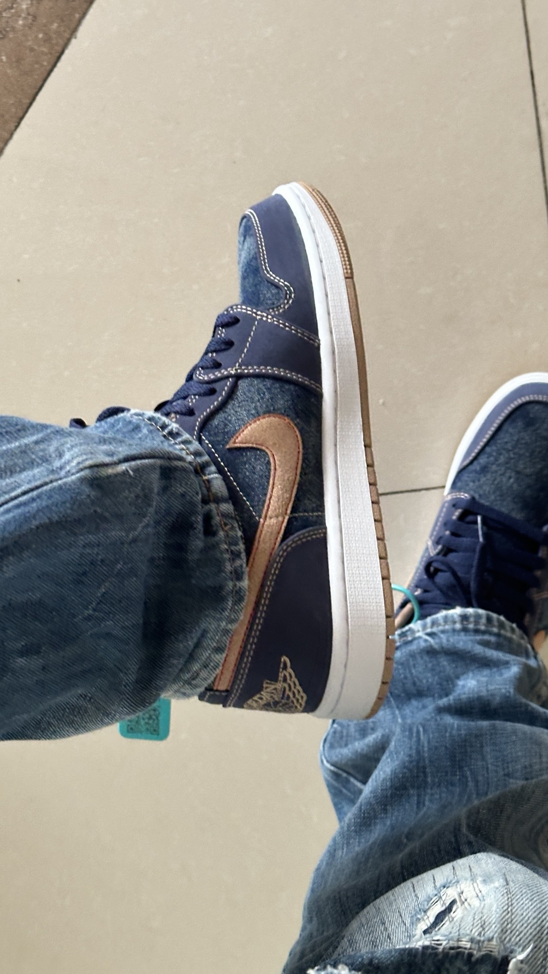 custom review-Jordan Air Jordan 1 Low SE 'Деним' Низкий Топ Винтажные Баскетбольные Кроссовки Мужские Джинсовый Синий