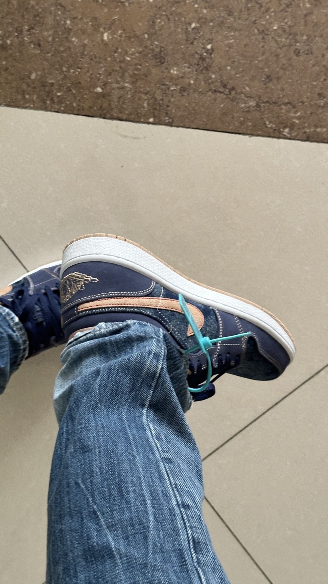 custom review-Jordan Air Jordan 1 Low SE 'Деним' Низкий Топ Винтажные Баскетбольные Кроссовки Мужские Джинсовый Синий