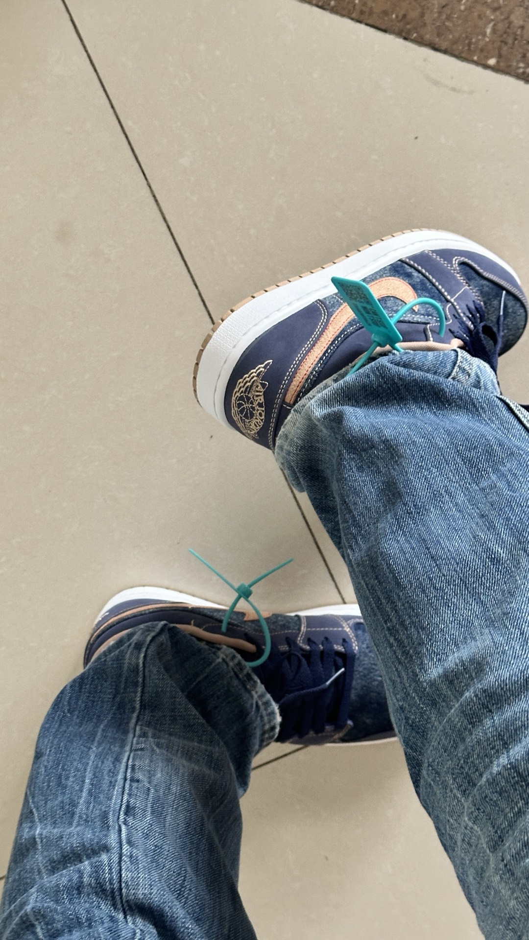 custom review-Jordan Air Jordan 1 Low SE 'Деним' Низкий Топ Винтажные Баскетбольные Кроссовки Мужские Джинсовый Синий