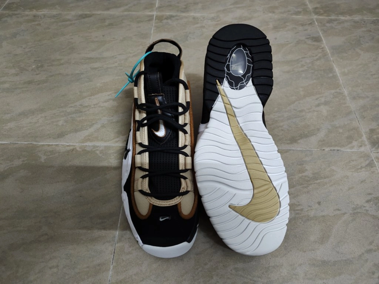 custom review-Nike Air Max Penny MID Топ Винтажные баскетбольные кроссовки Мужской Черный Коричневый