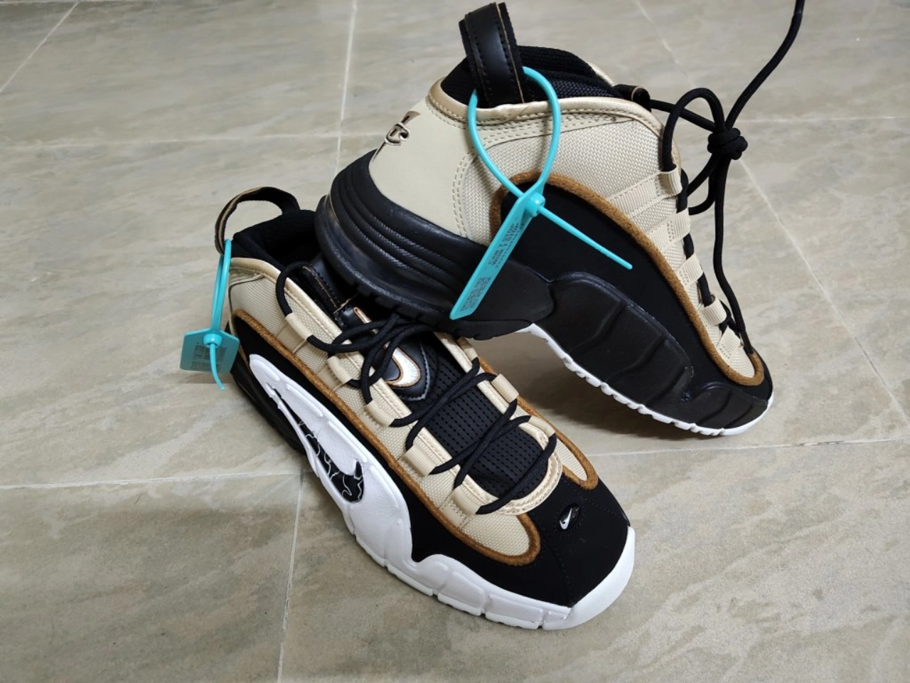 custom review-Nike Air Max Penny MID Топ Винтажные баскетбольные кроссовки Мужской Черный Коричневый