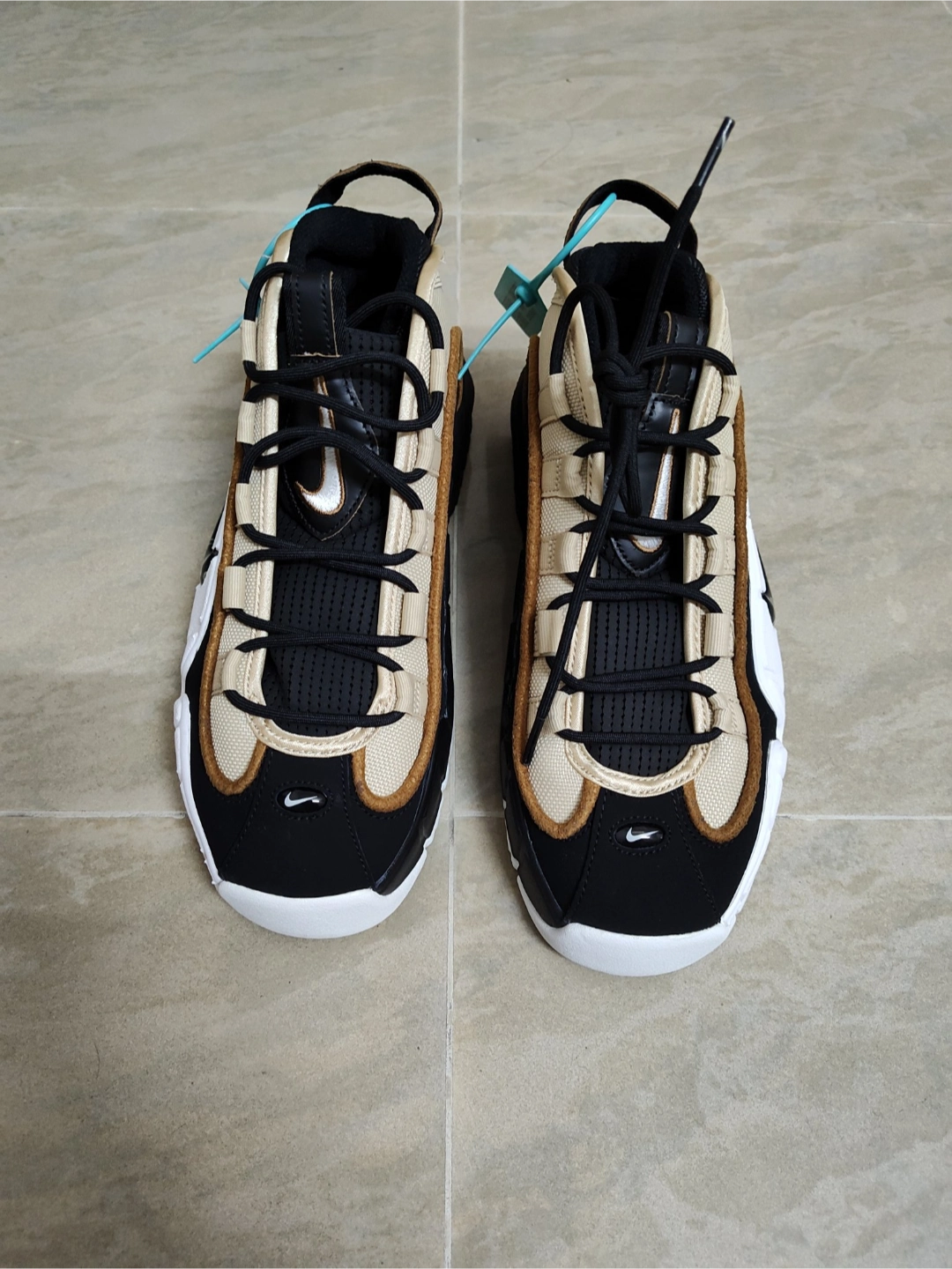 custom review-Nike Air Max Penny MID Топ Винтажные баскетбольные кроссовки Мужской Черный Коричневый