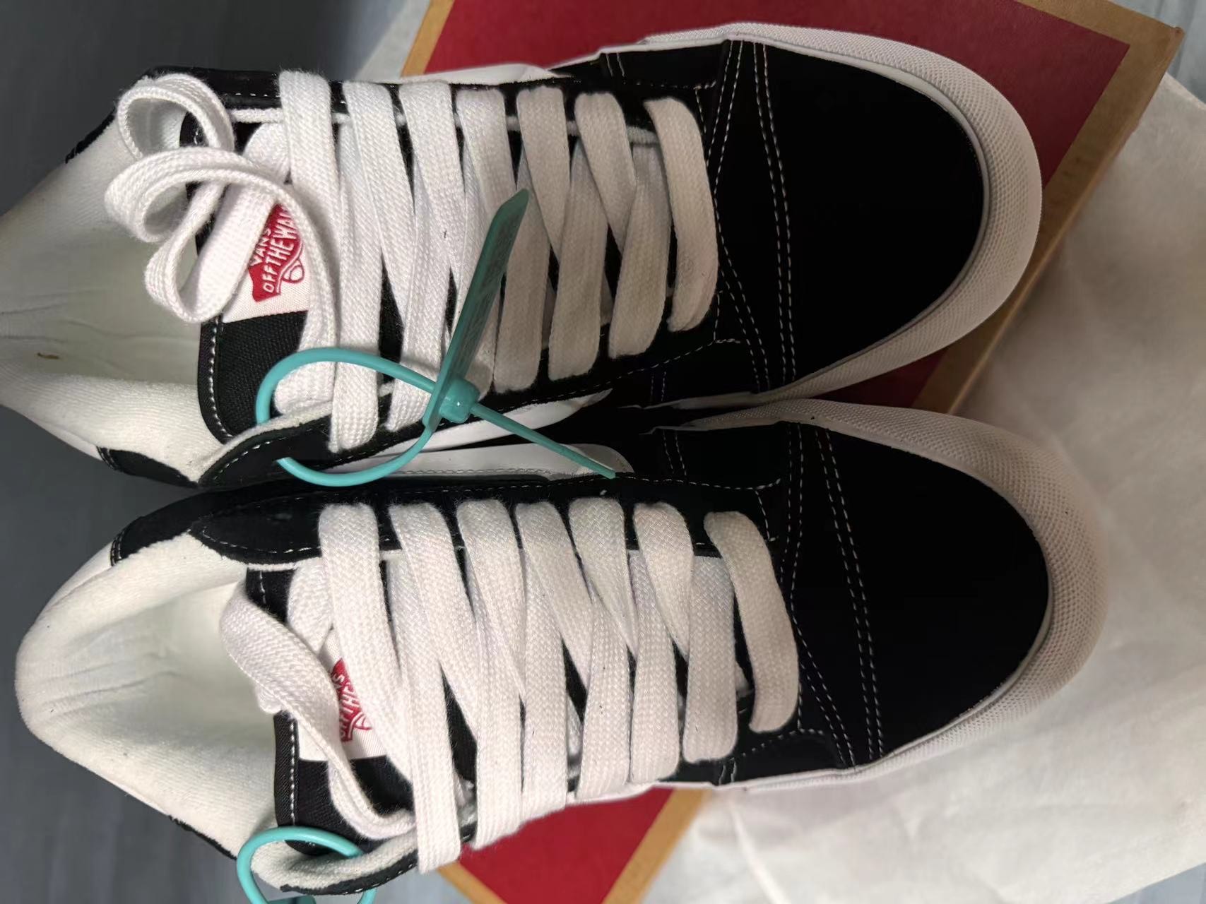 custom review-Vans KNU MID Амортизация Износостойкий MID Топ Кроссовки для скейтбординга Унисекс Черный Белый