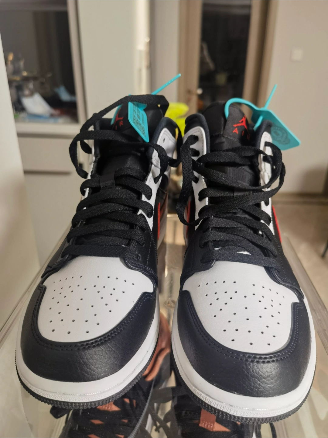 custom review-Jordan Air Jordan 1 MID Топ Винтажные баскетбольные кроссовки Унисекс Черный Белый Красный