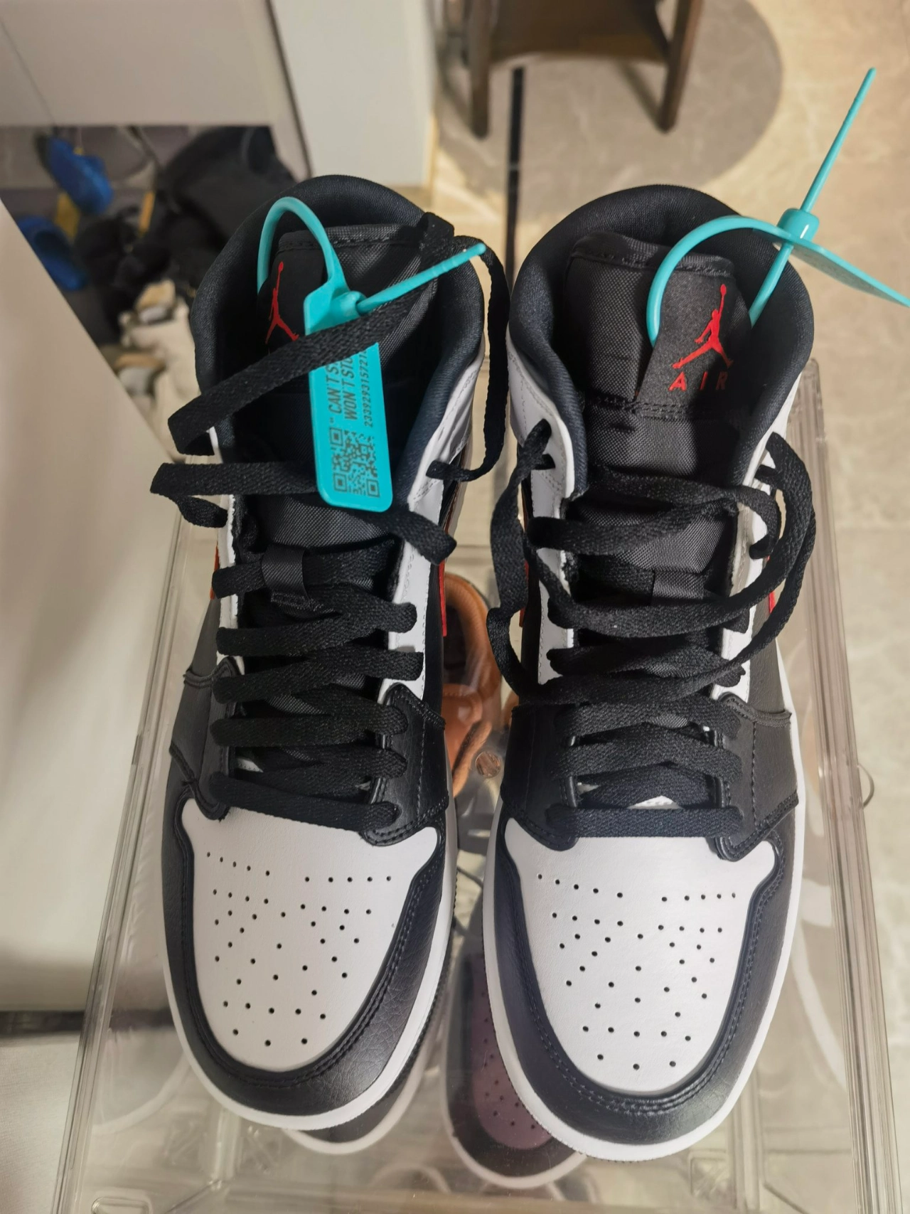 custom review-Jordan Air Jordan 1 MID Топ Винтажные баскетбольные кроссовки Унисекс Черный Белый Красный