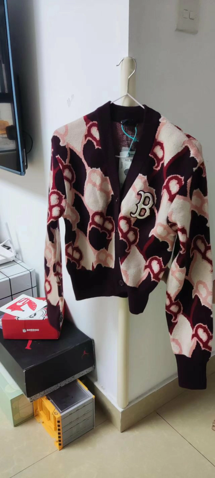 custom review-MLB Old Flower Бургундский Женские Кашемировые Свитеры