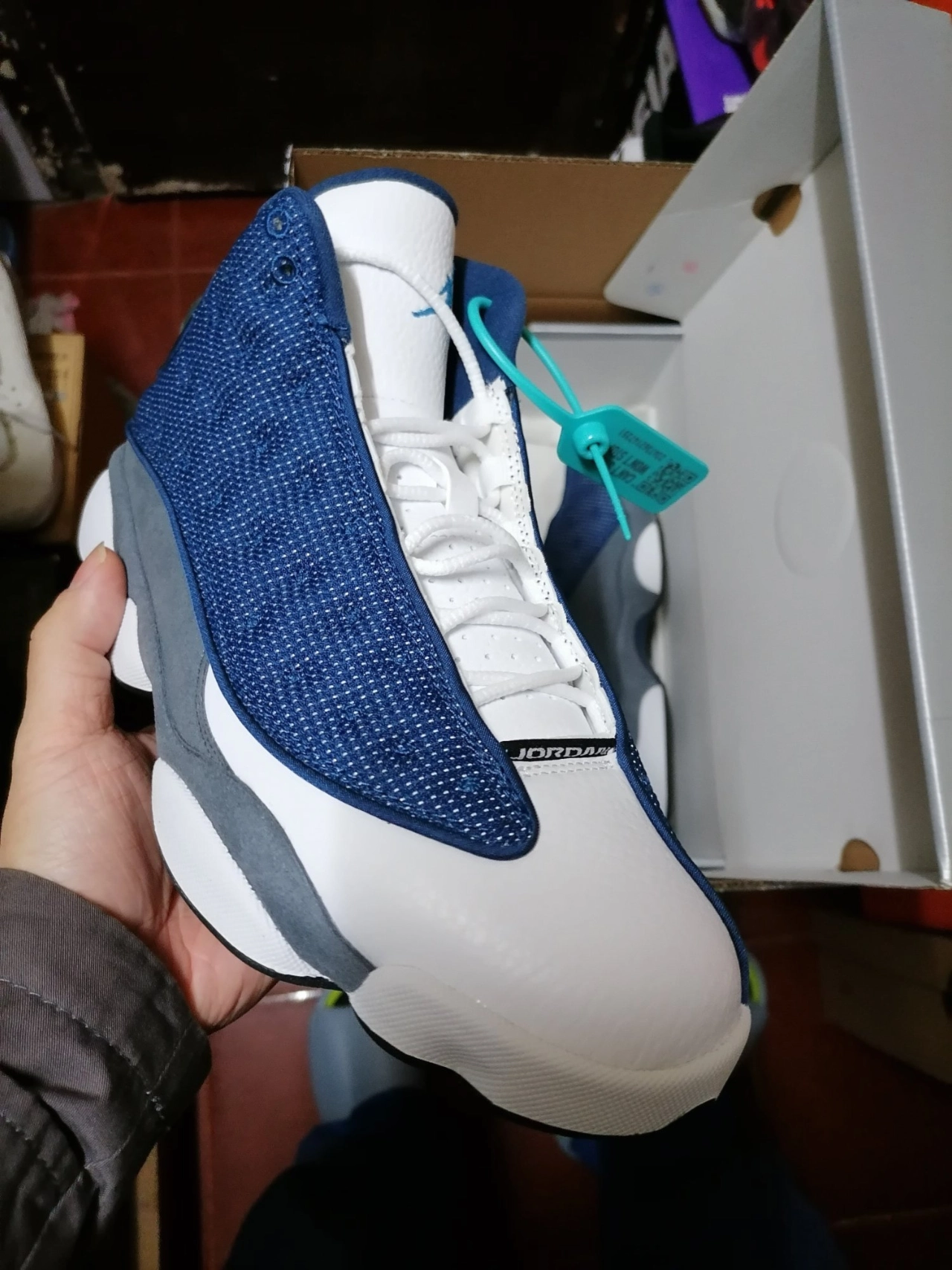 custom review-Jordan Air Jordan 13 Ретро Кремниевый GREY MID Топ Винтажные баскетбольные кроссовки Унисекс Морской синий