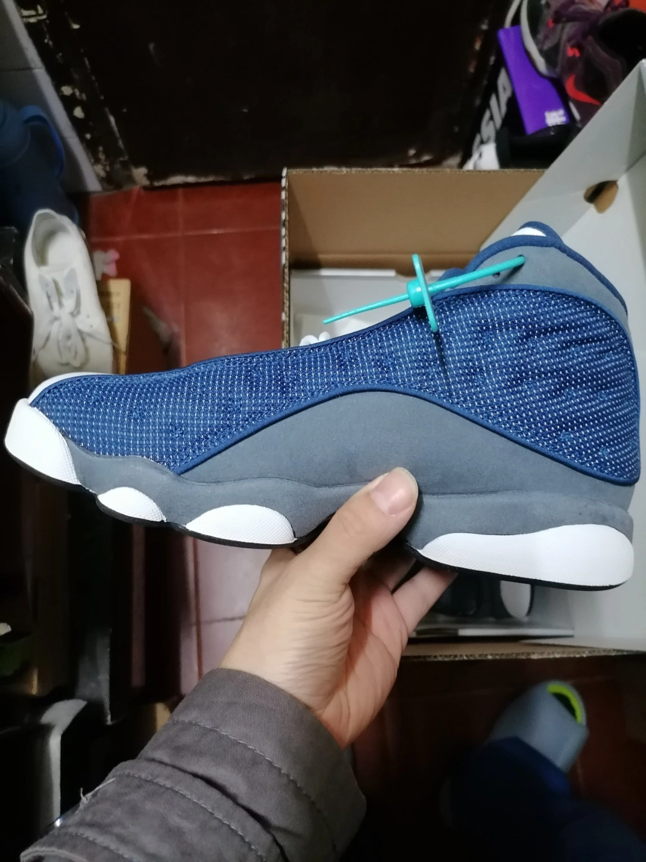 custom review-Jordan Air Jordan 13 Ретро Кремниевый GREY MID Топ Винтажные баскетбольные кроссовки Унисекс Морской синий