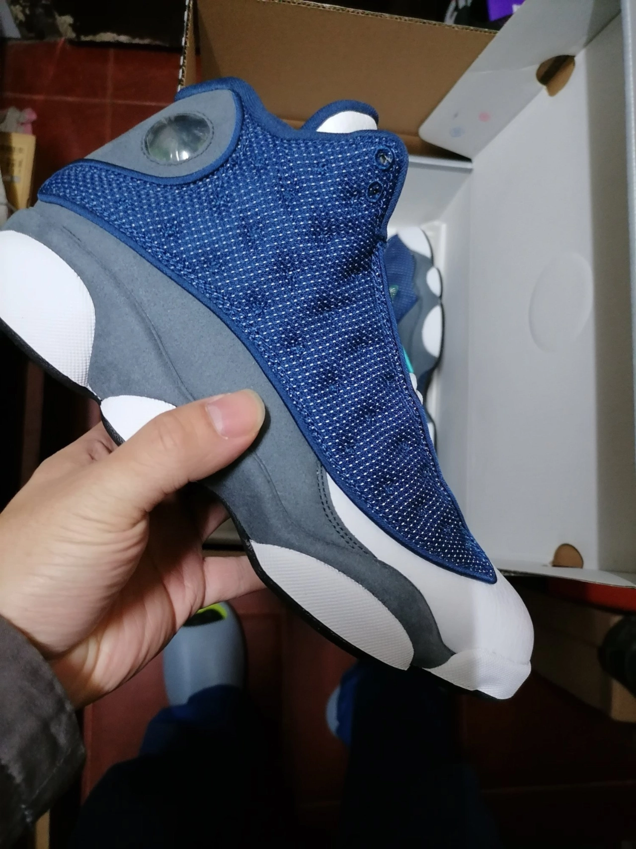 custom review-Jordan Air Jordan 13 Ретро Кремниевый GREY MID Топ Винтажные баскетбольные кроссовки Унисекс Морской синий