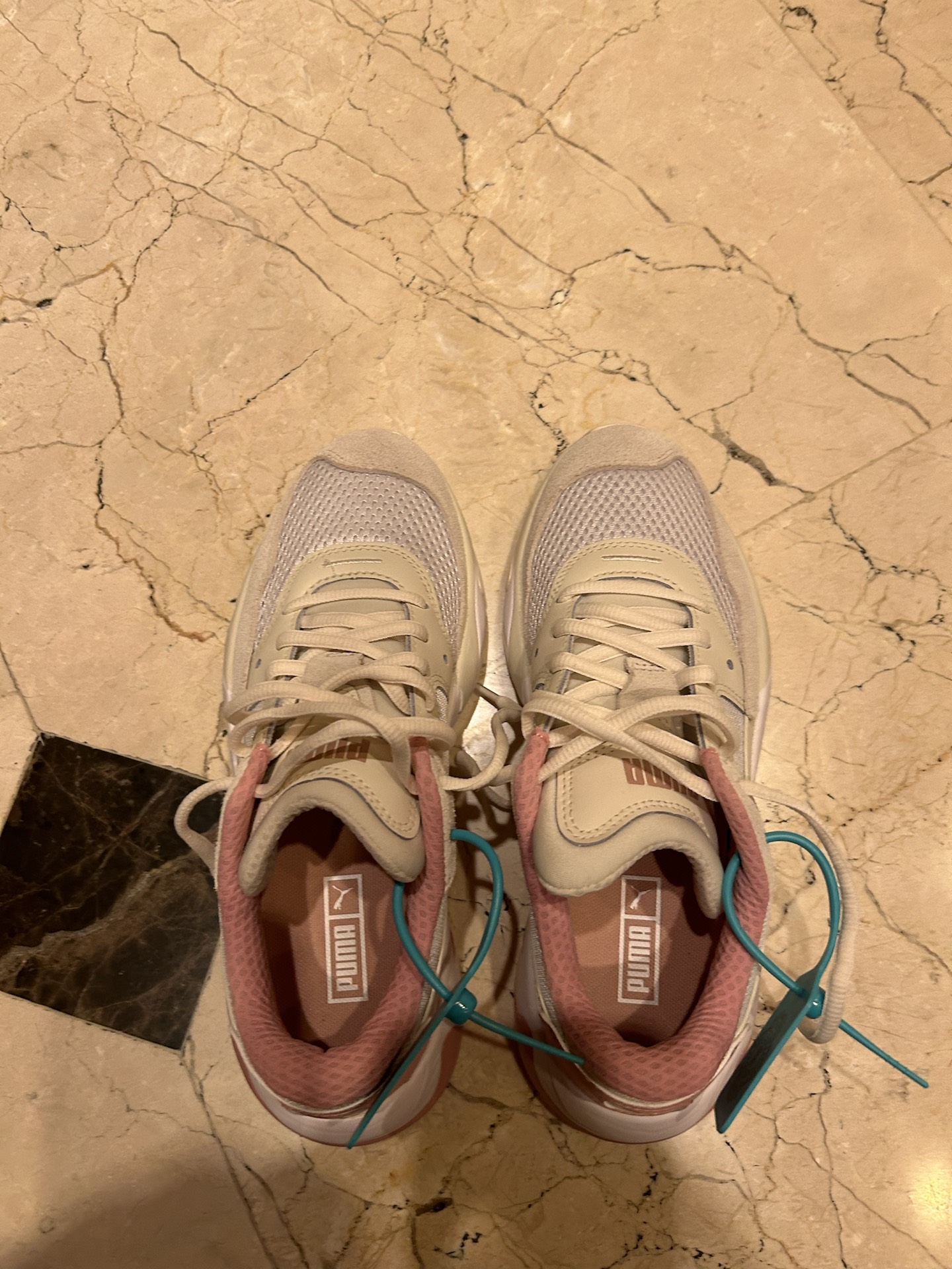 custom review-PUMA Storm Origin Амортизация Износостойкий Низкий Топ Casual Унисекс Бежевый Белый Розовый