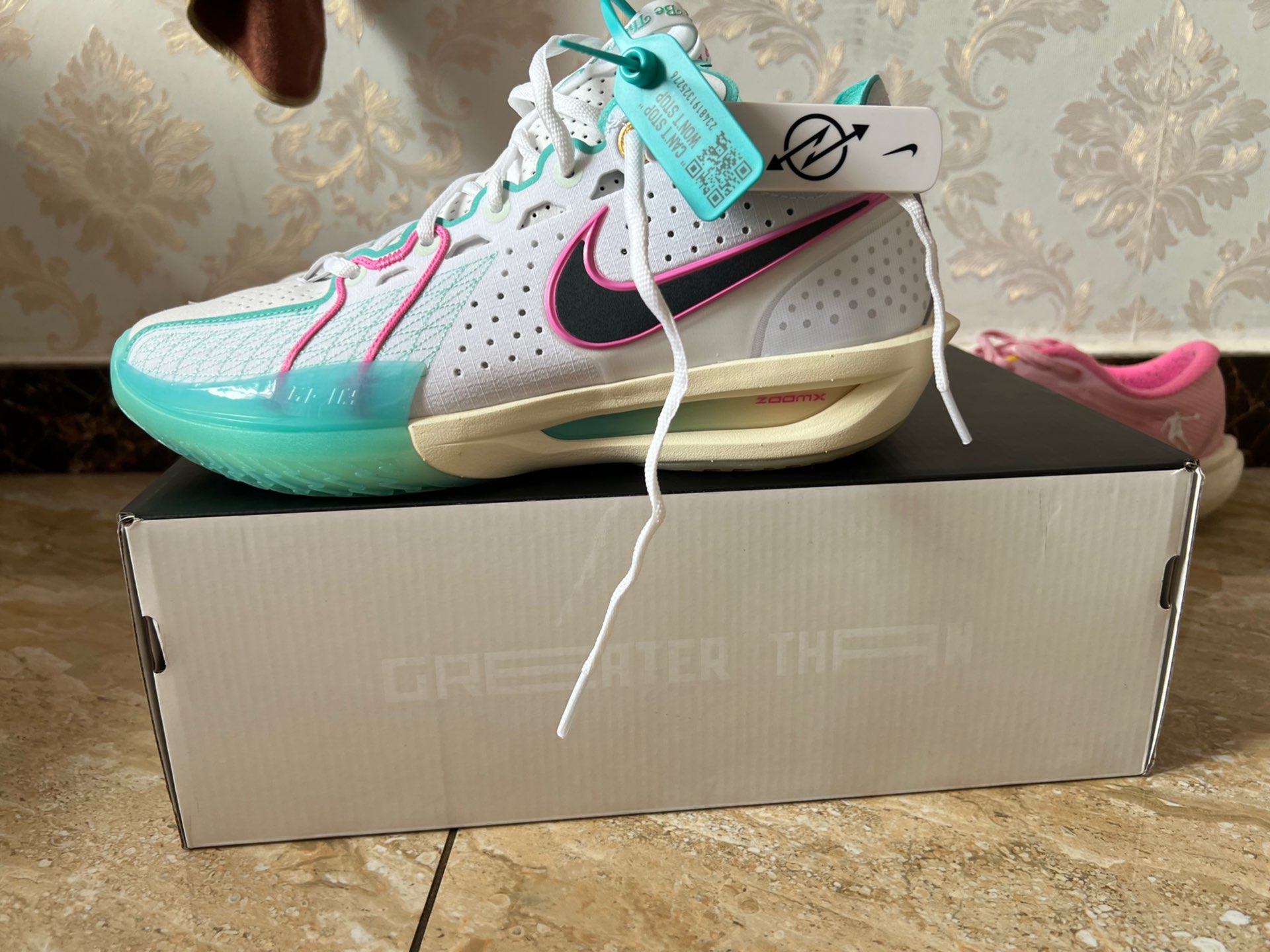 custom review-Nike Air Zoom GT Cut 3 EP 'White Pink Teal'