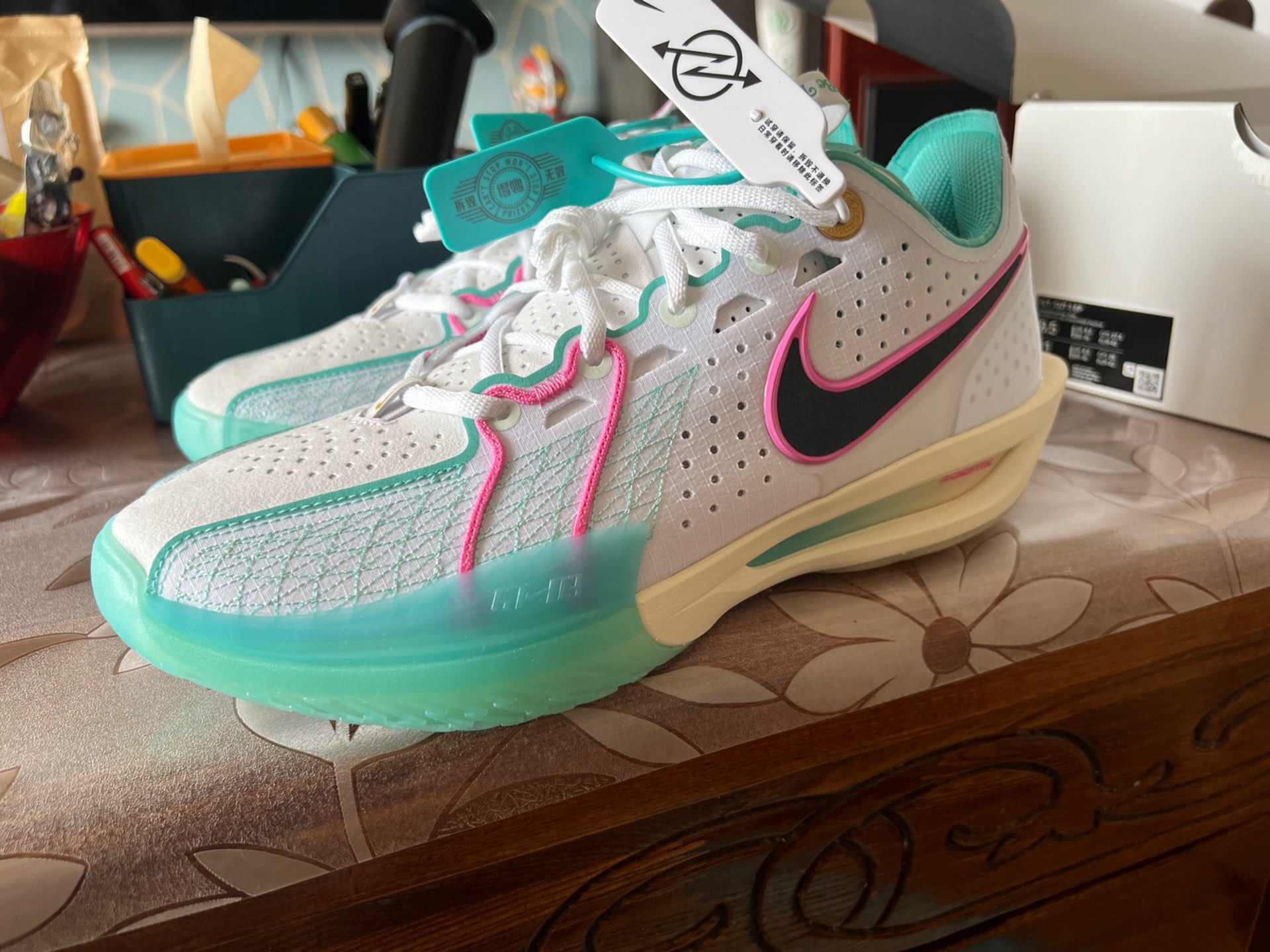 custom review-Nike Air Zoom GT Cut 3 EP 'White Pink Teal'
