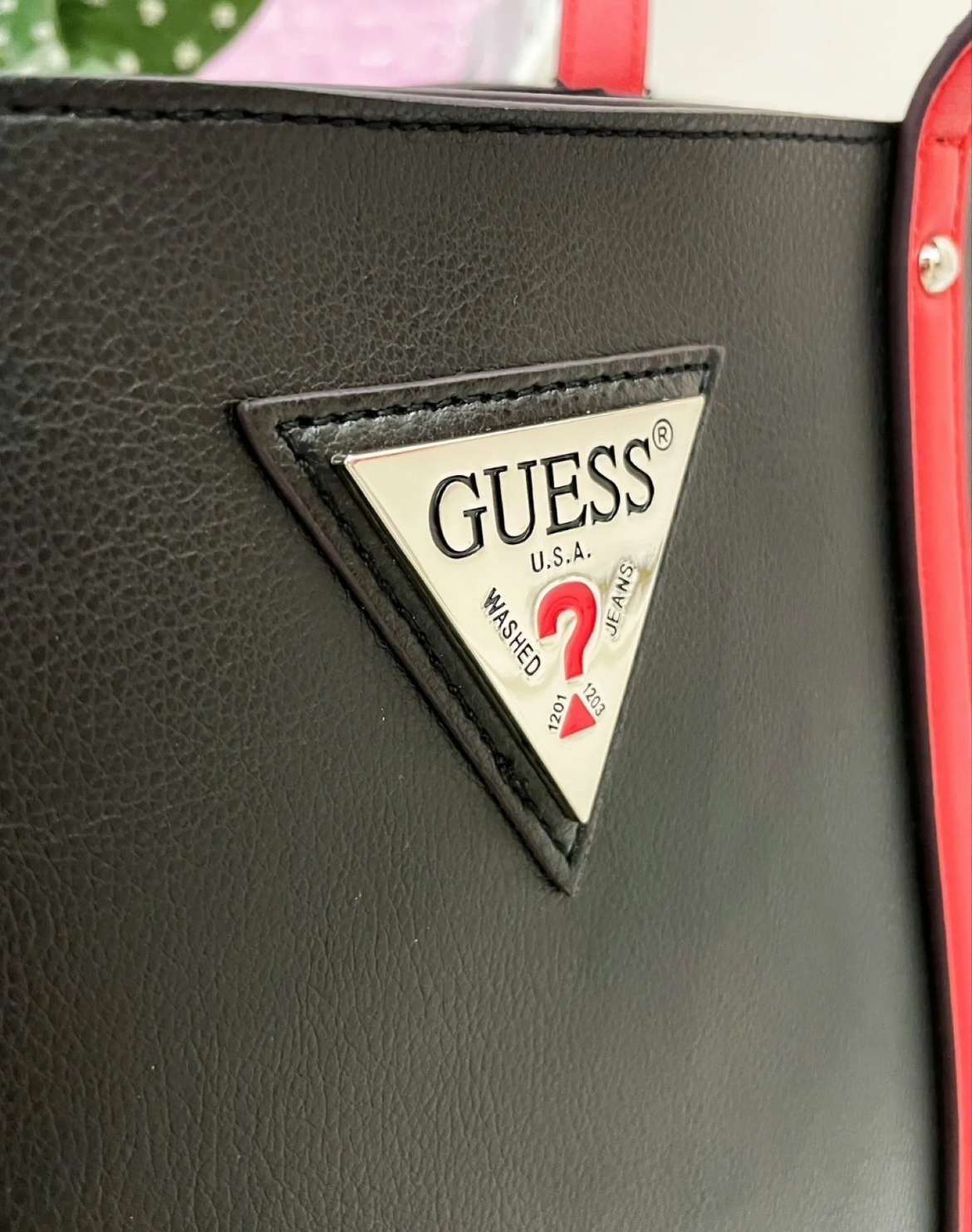 custom review-GUESS Сумка из ПУ (полиуретана) с цветной отделкой Тоут сумка Сумка для покупок Сумка через плечо Обычная Женская Многоцветная