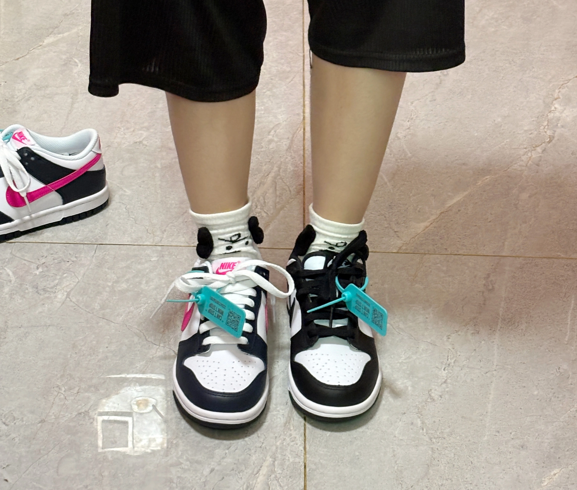 custom review-nike Dunk Устойчивый к истиранию Низкий Топ Детские Скейтбординг Белый Черный Розовый