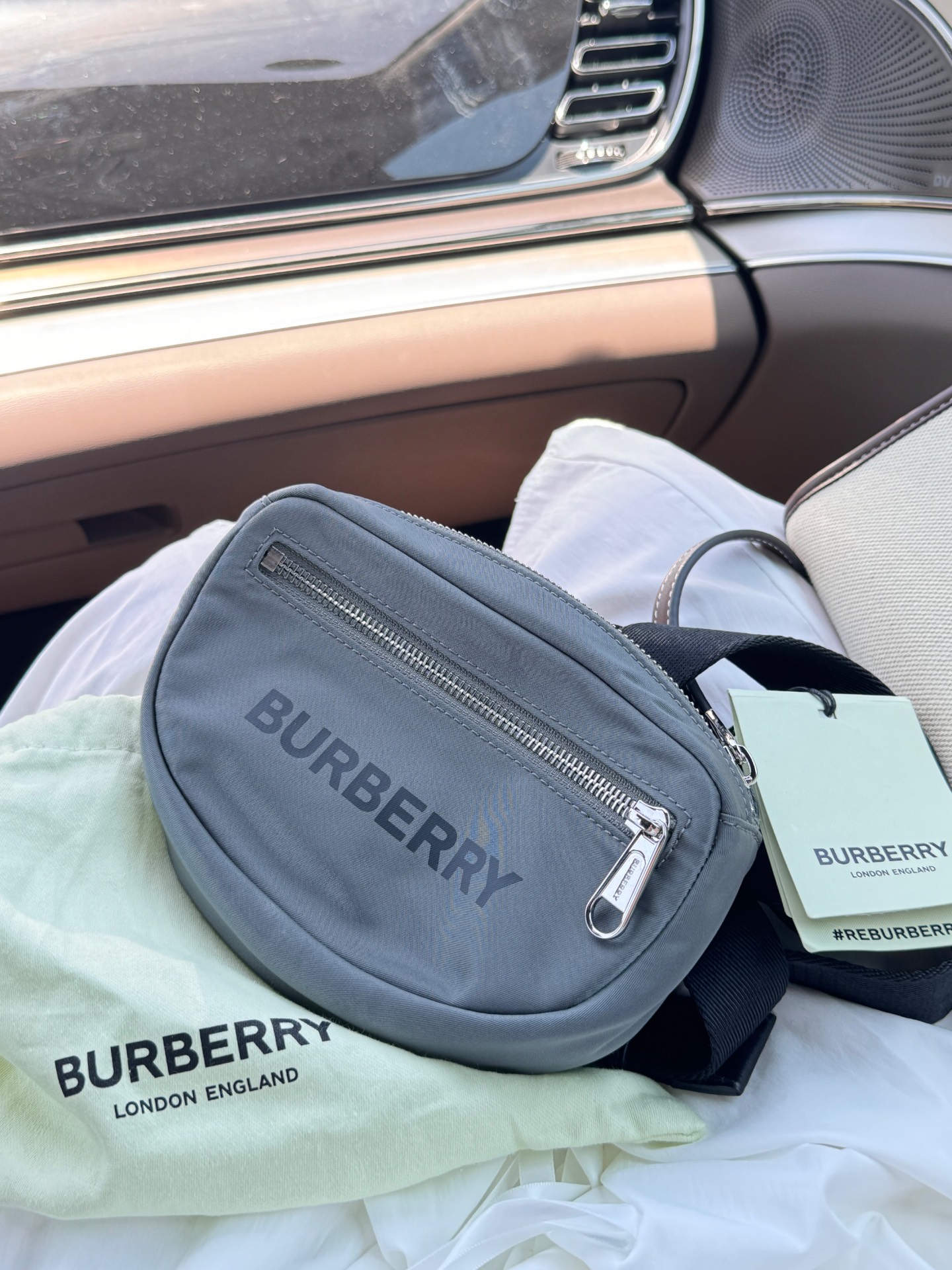 custom review-Burberry Нейлоновая сумка через плечо поясная сумка стандартная (стандартная) унисекс серый
