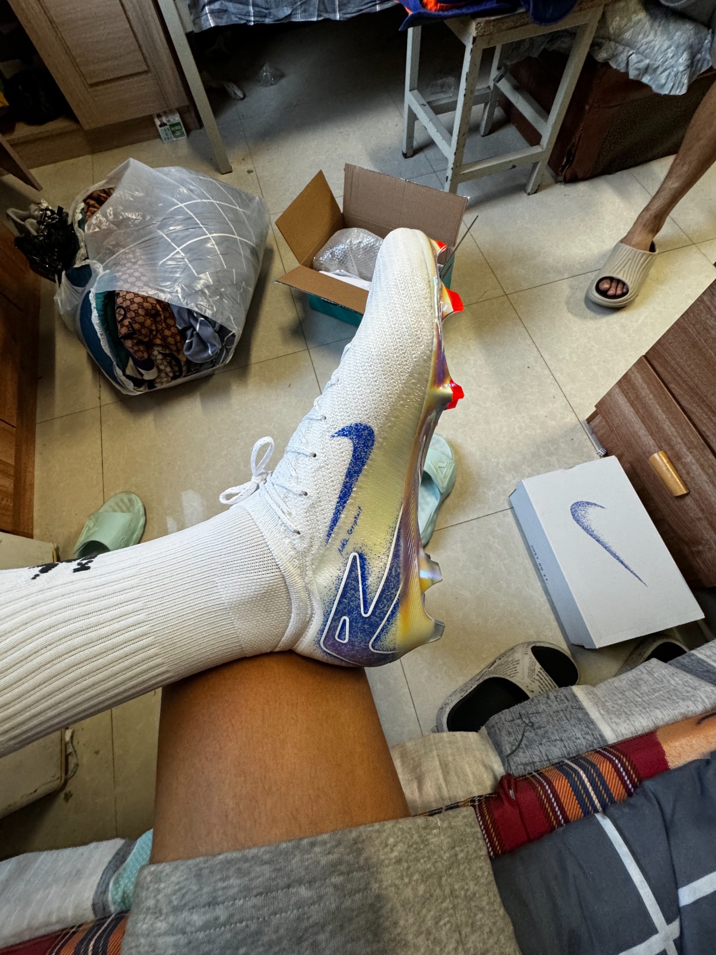 custom review-Nike Mercurial Vapor 16 Elite FG Твердый Грунт Футбольные Бутсы Унисекс Белый Синий