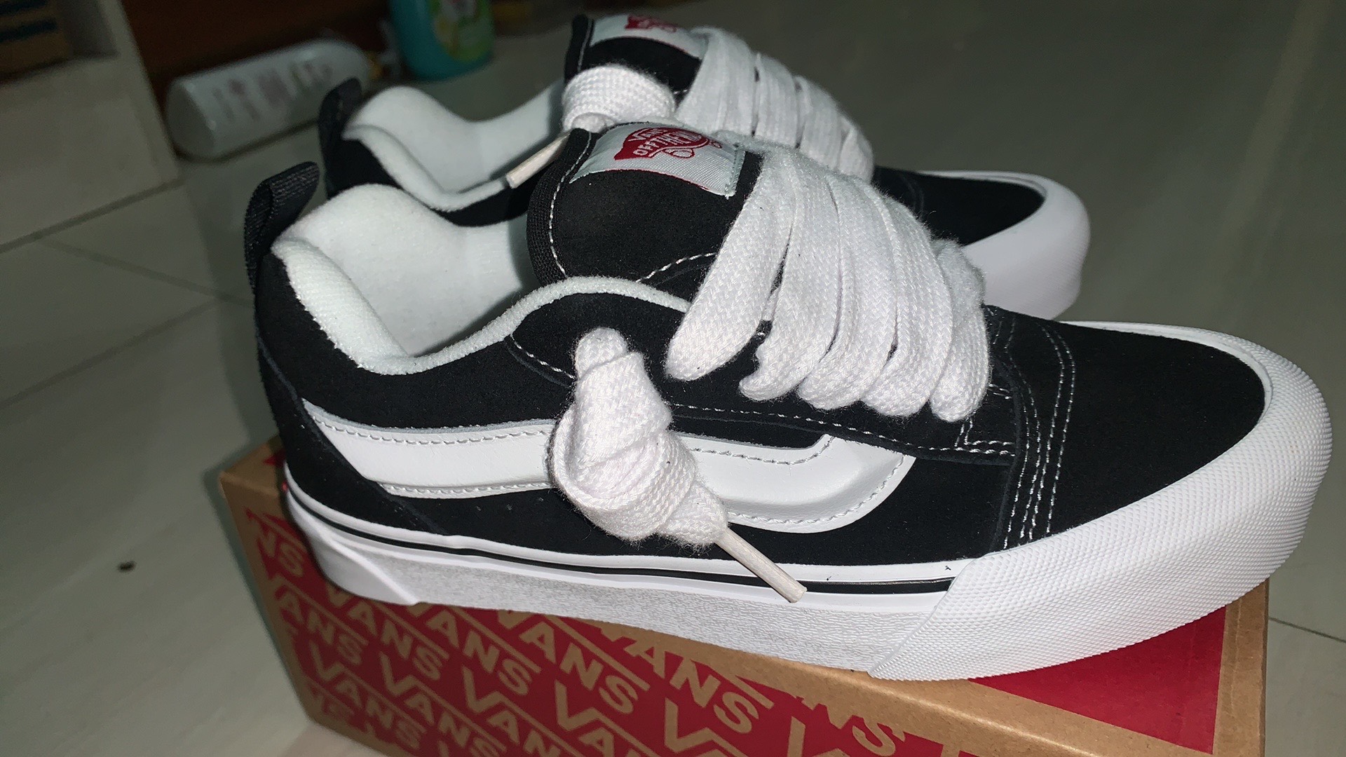 custom review-Vans Knu Skool Амортизация Износостойкие Низкие Кроссовки для Скейтбординга Унисекс Черный Белый