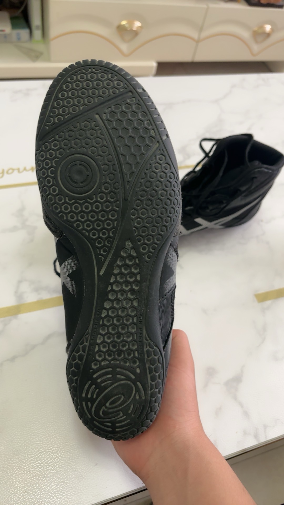 custom review-ASICS Matcontrol 3 Амортизация Износостойкие Высокие Кроссовки для тренировок Мужские Черно-белые