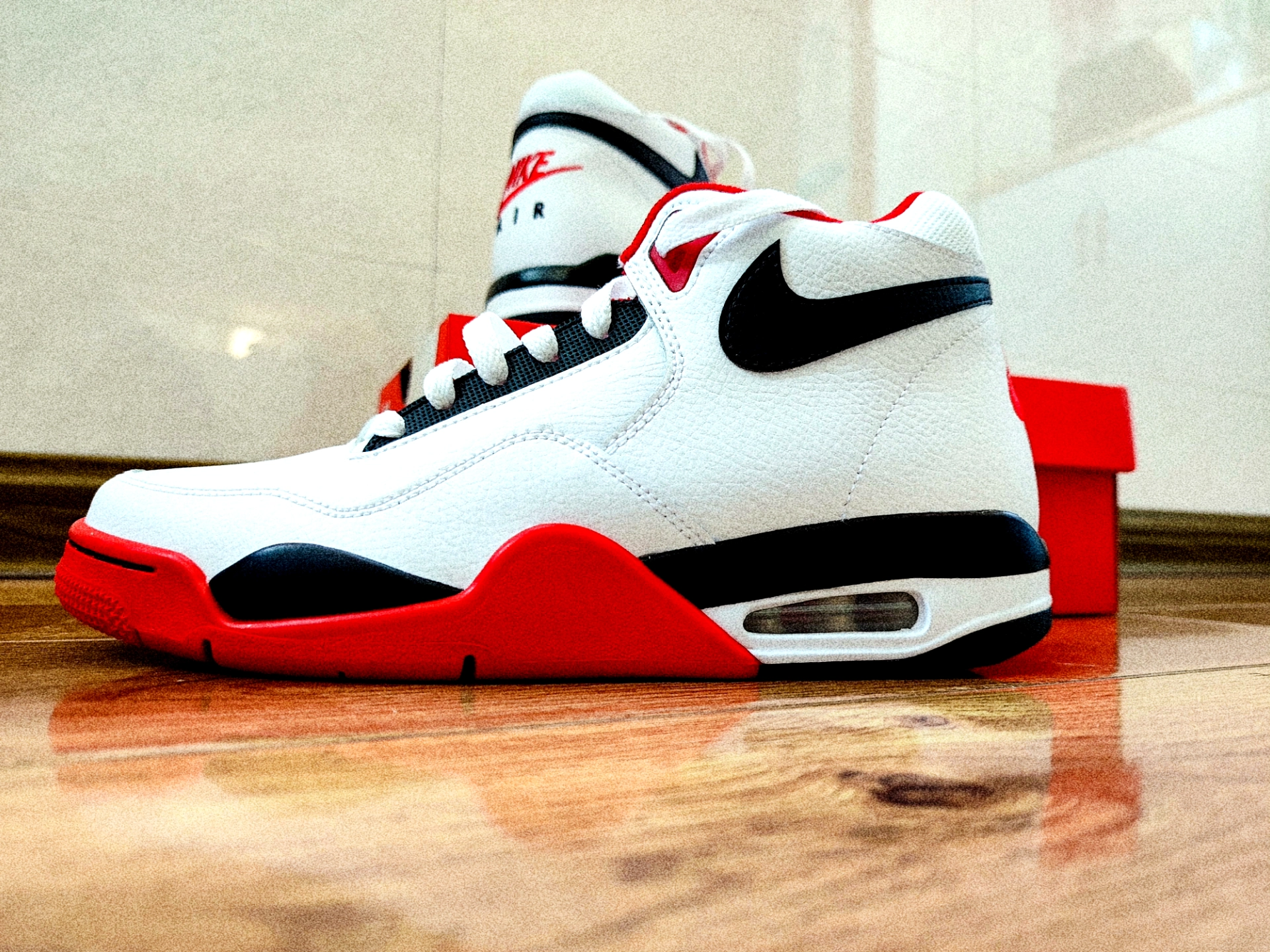 custom review-Nike Flight Legacy MID Топ Винтажные Баскетбольные Кроссовки Унисекс Красный Белый