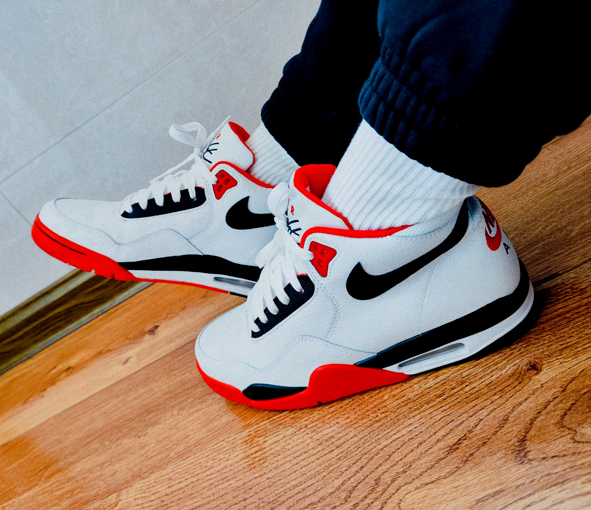 custom review-Nike Flight Legacy MID Топ Винтажные Баскетбольные Кроссовки Унисекс Красный Белый