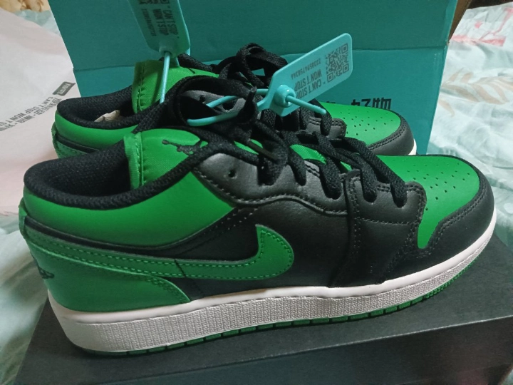 custom review-Jordan Air Jordan 1 Low BG противоскользящий устойчивый к истиранию низкий топ детские баскетбольные кроссовки черный зеленый