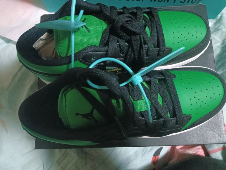 custom review-Jordan Air Jordan 1 Low BG противоскользящий устойчивый к истиранию низкий топ детские баскетбольные кроссовки черный зеленый